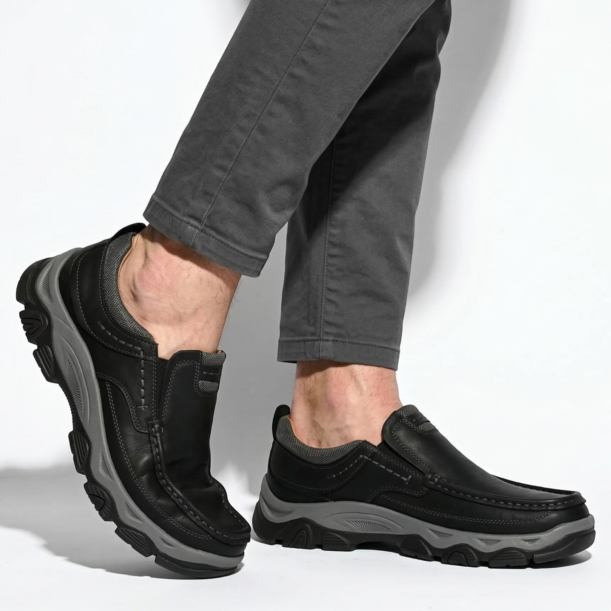 Jacob - Men's Rugged Slip - On Loafers - Loafers - Black - Parker&Brooks