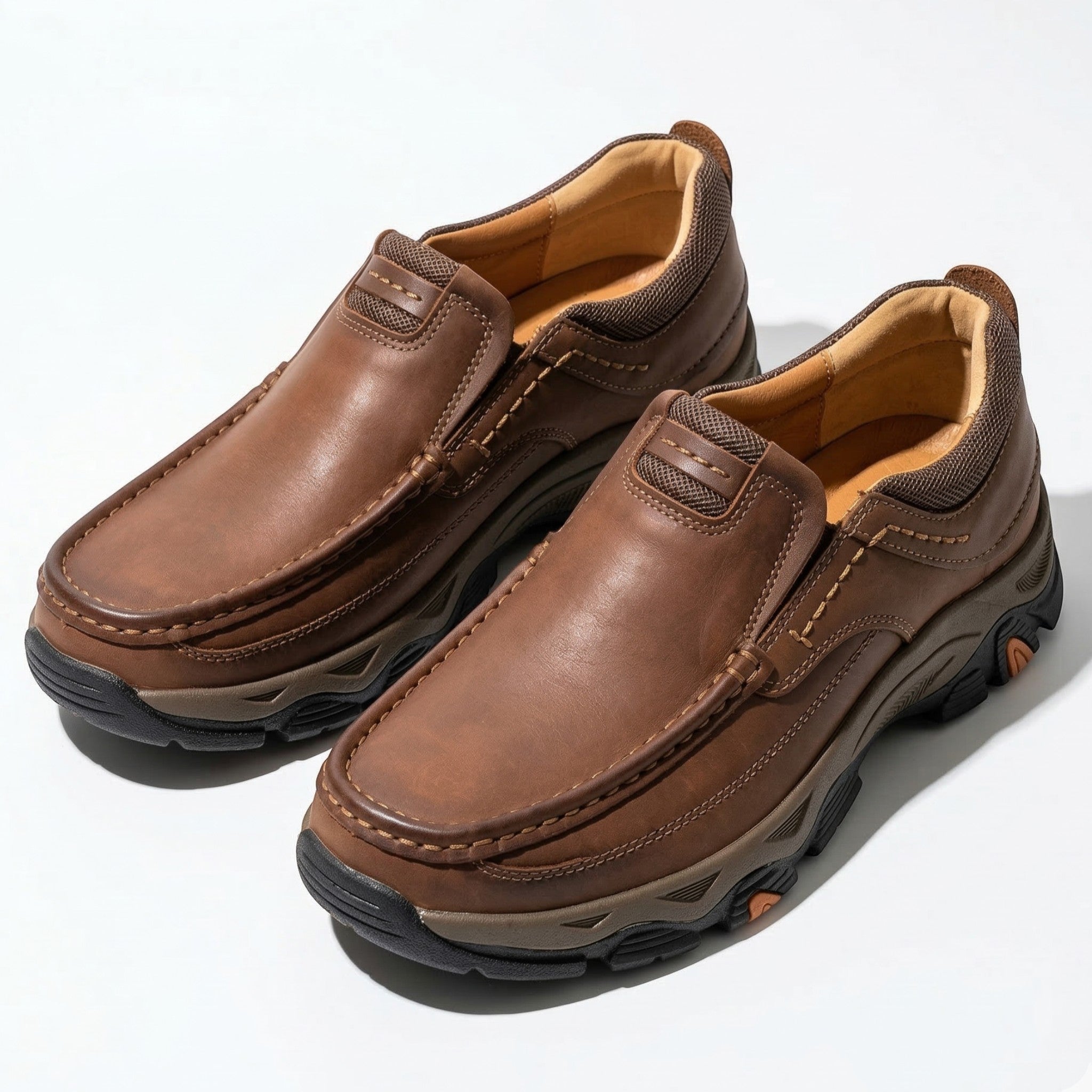 Jacob - Men's Rugged Slip - On Loafers - Loafers - Brown - Parker&Brooks
