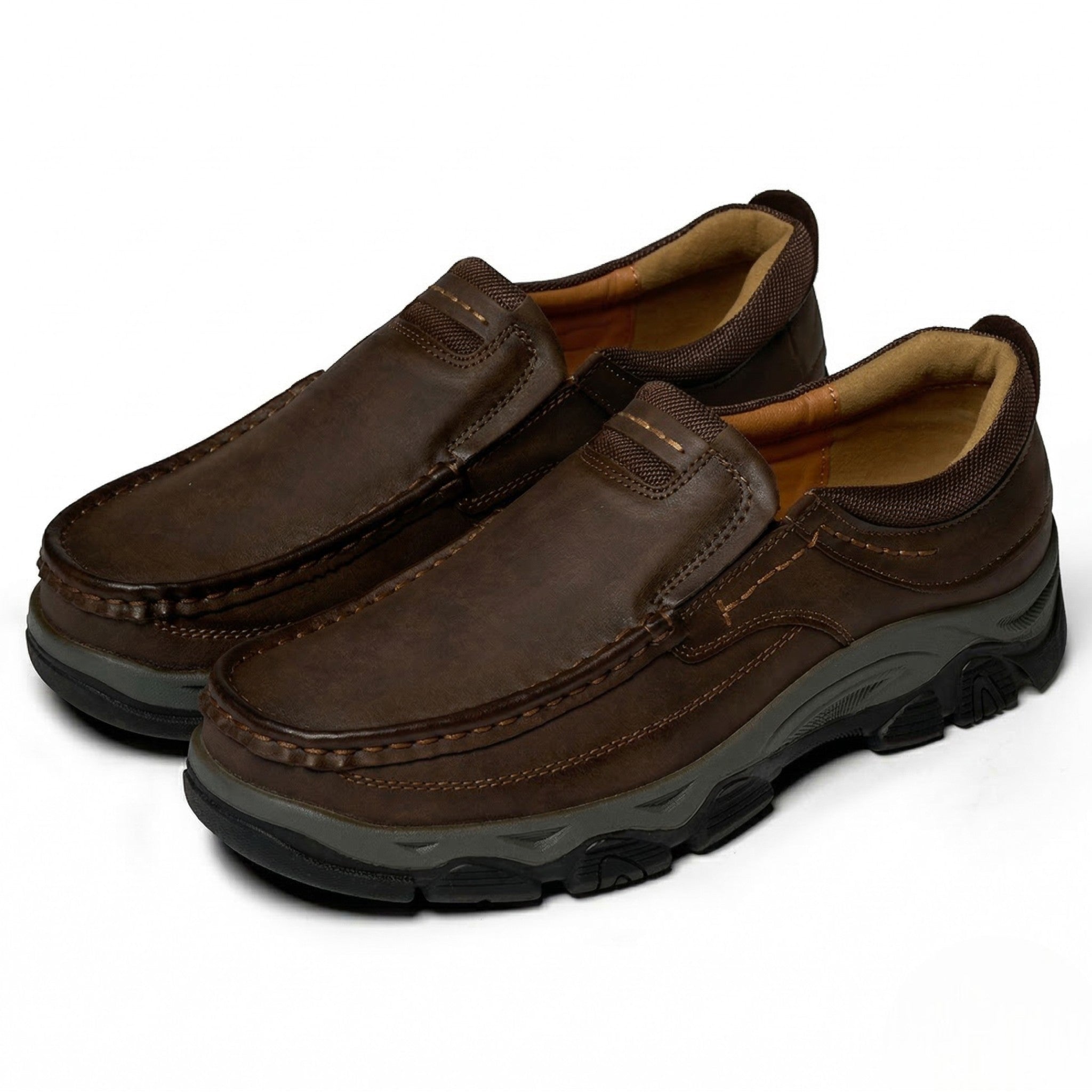 Jacob - Men's Rugged Slip - On Loafers - Loafers - Dark Brown - Parker&Brooks