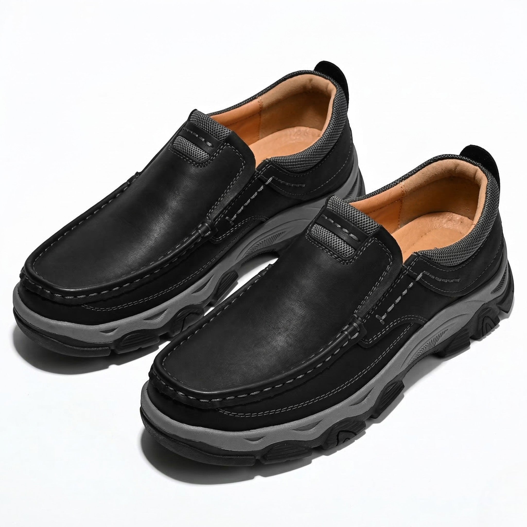 Jacob - Men's Rugged Slip - On Loafers - Loafers - Black - Parker&Brooks