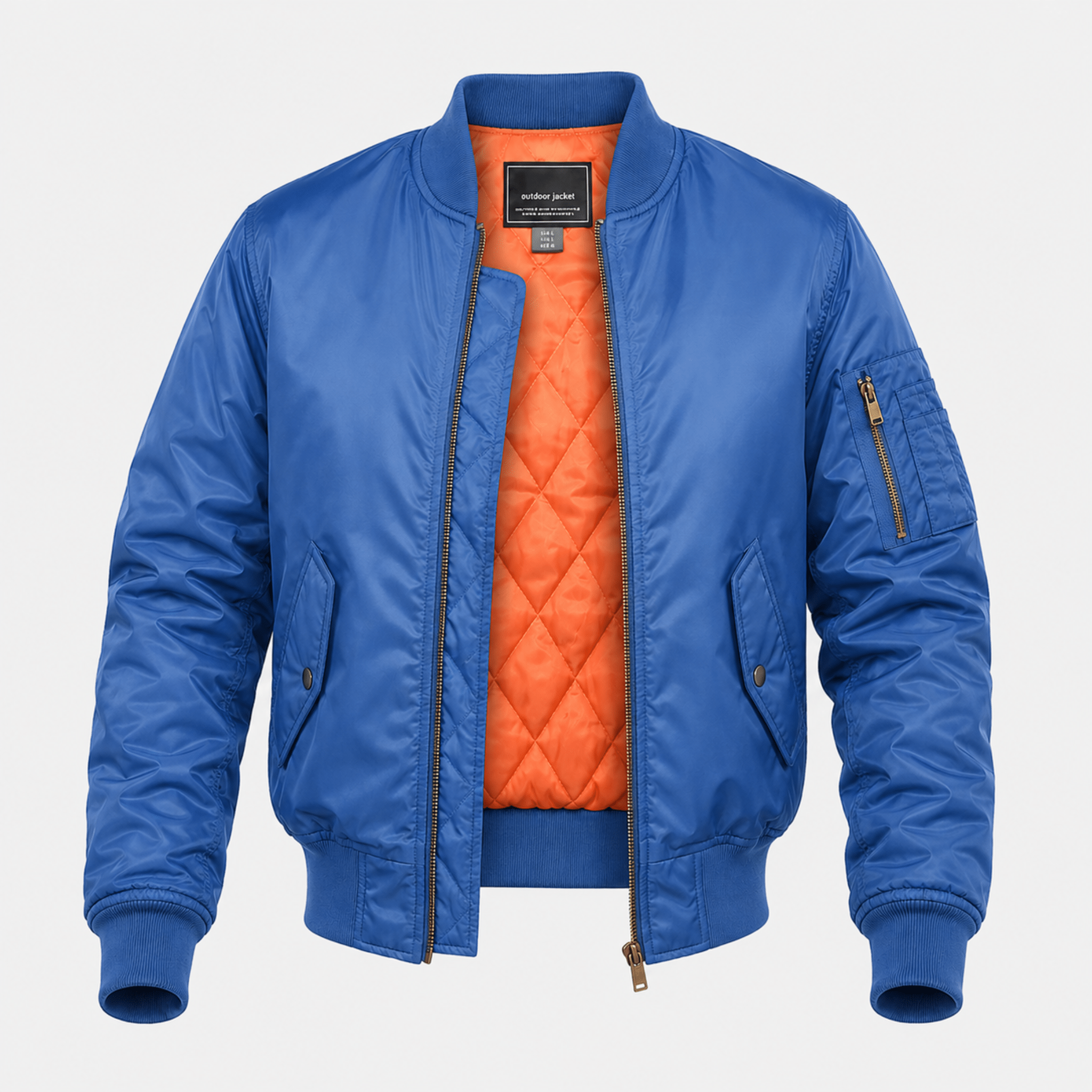 James - Men's MA-1 Style Bomber Jacket with Arm Pocket - Bomber Jackets - Blue - Parker&Brooks