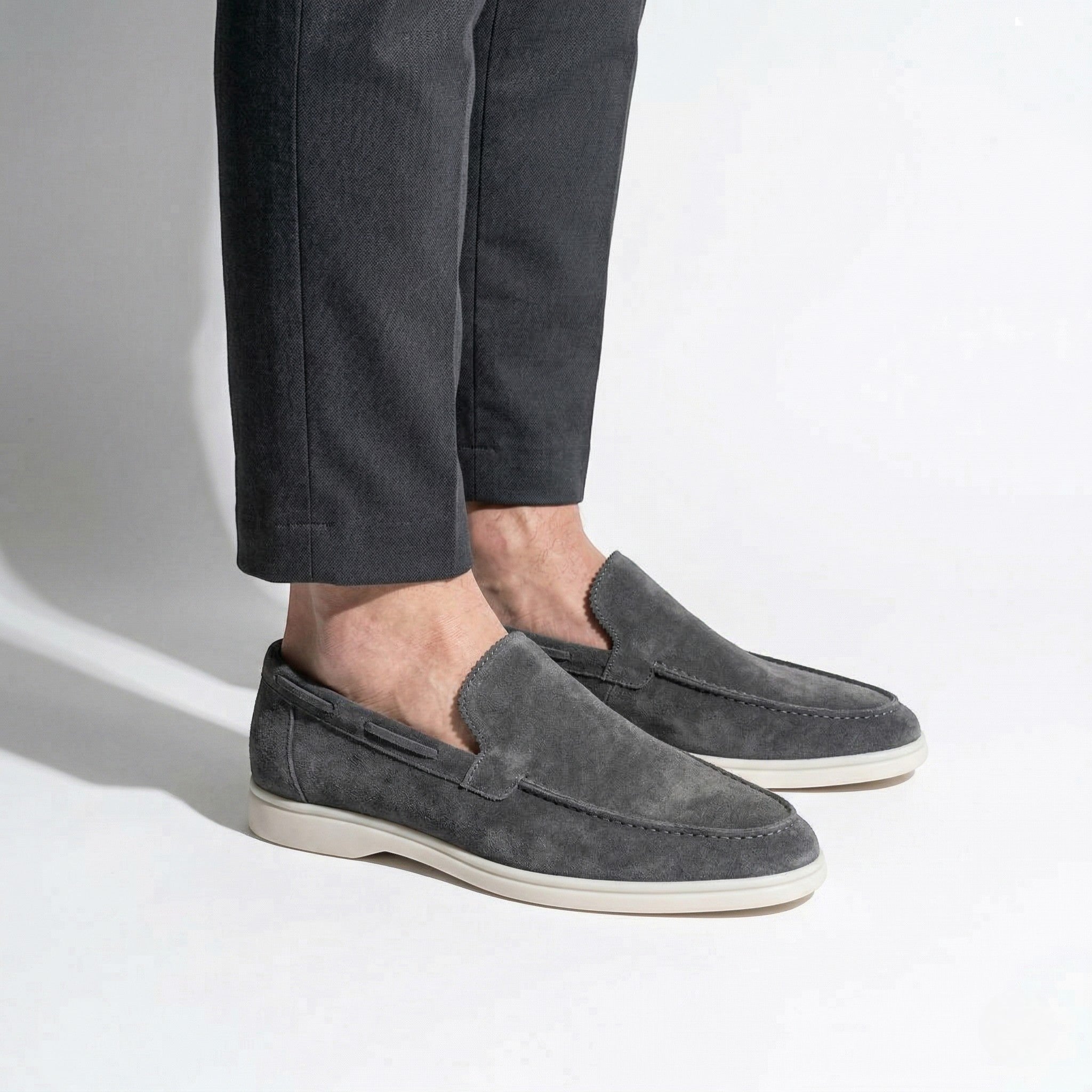 James - Men's Orthopedic Slip - On Loafers - Loafers - Light Gray - Parker&Brooks