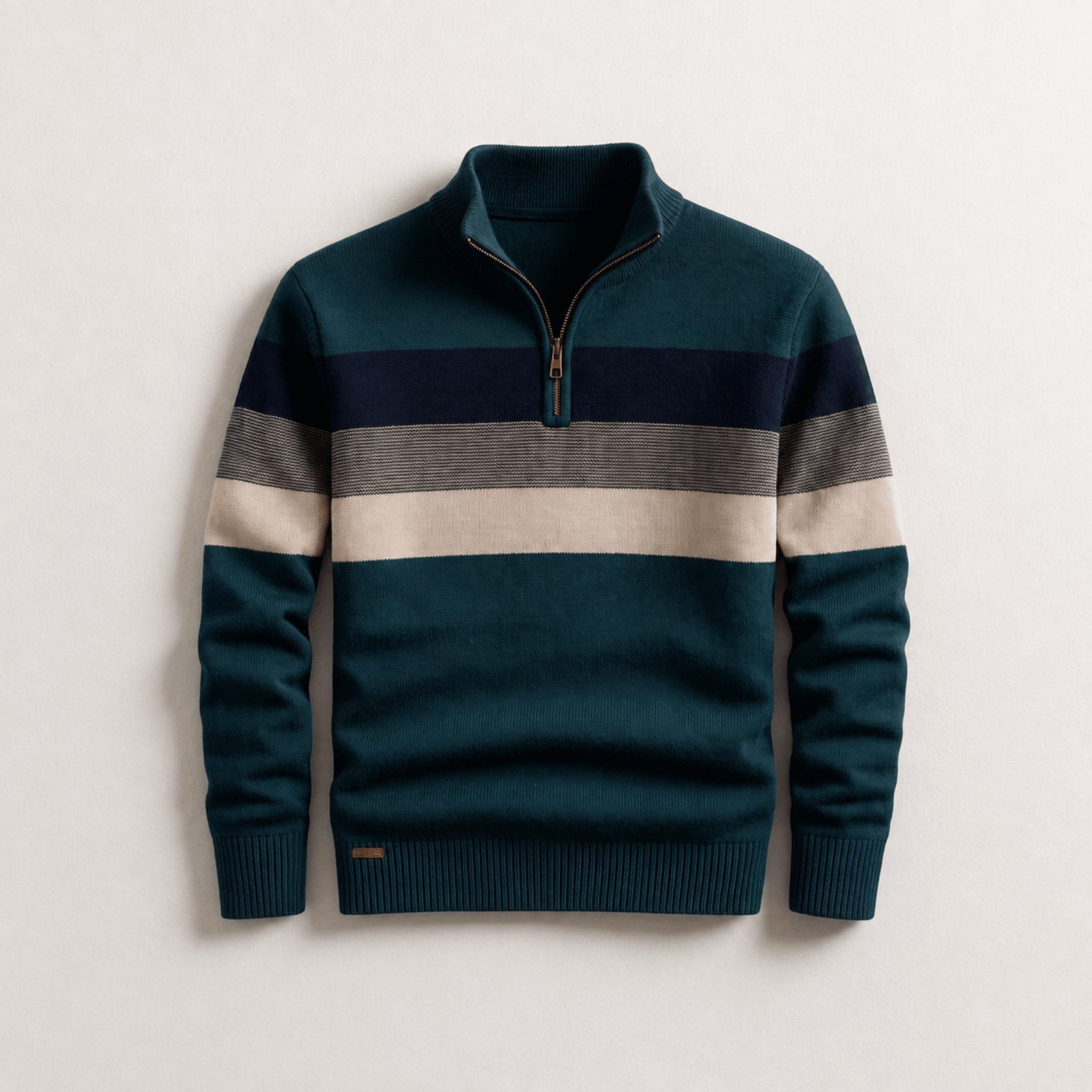 James - Men's Quarter-Zip Colorblock Sweater - Sweaters - Green - Parker&Brooks