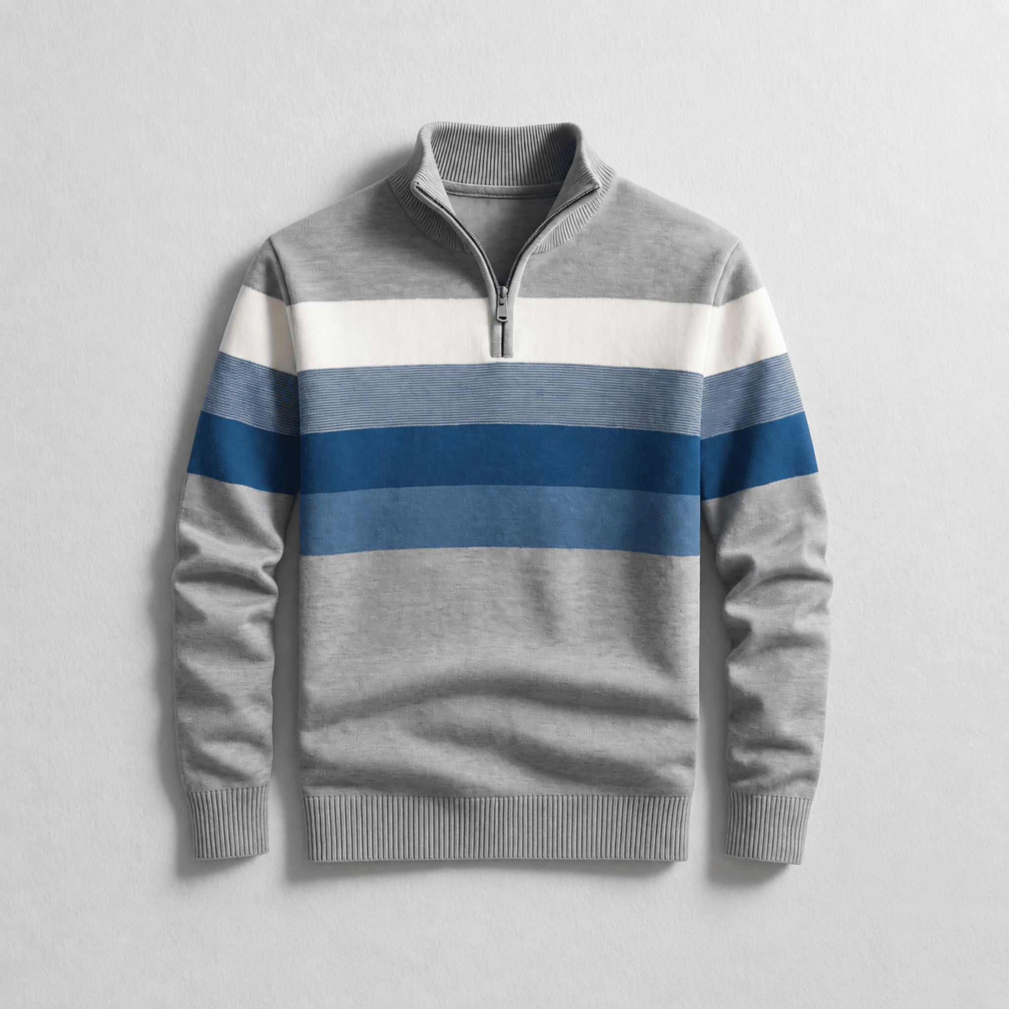 James - Men's Quarter-Zip Colorblock Sweater - Sweaters - Gray - Parker&Brooks