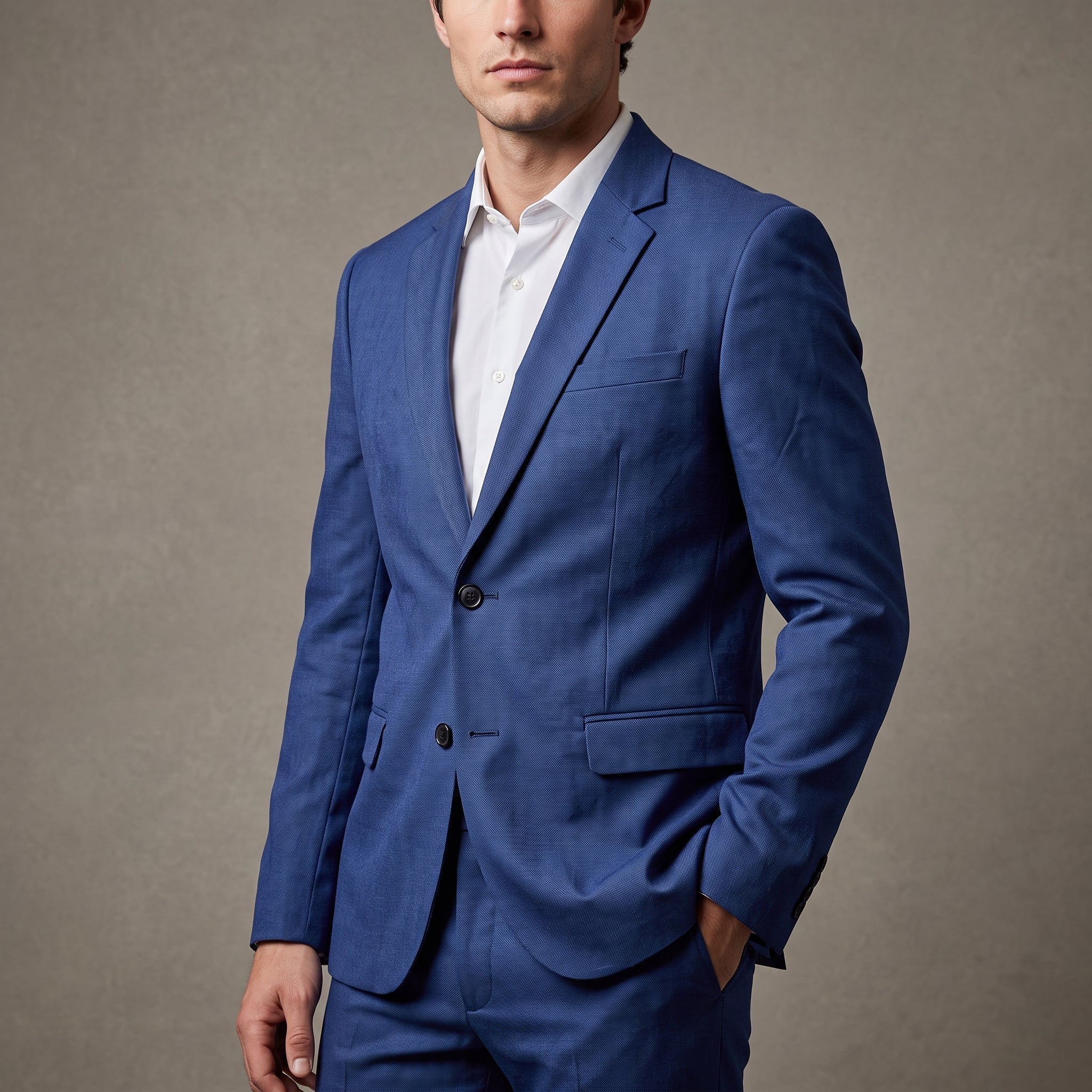 James - Men's Relaxed Fit Notch Lapel Two-Piece Wedding Guest Suit - Tuxedos - Blue - Parker&Brooks