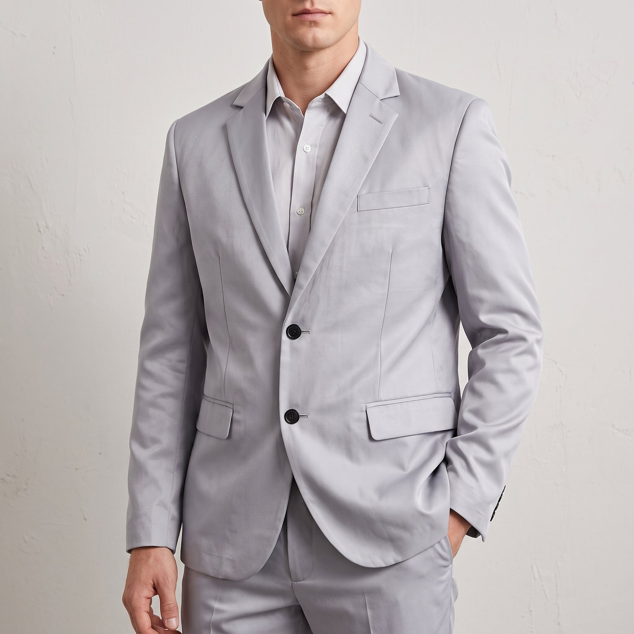 James - Men's Relaxed Fit Notch Lapel Two-Piece Wedding Guest Suit - Tuxedos - Gray - Parker&Brooks