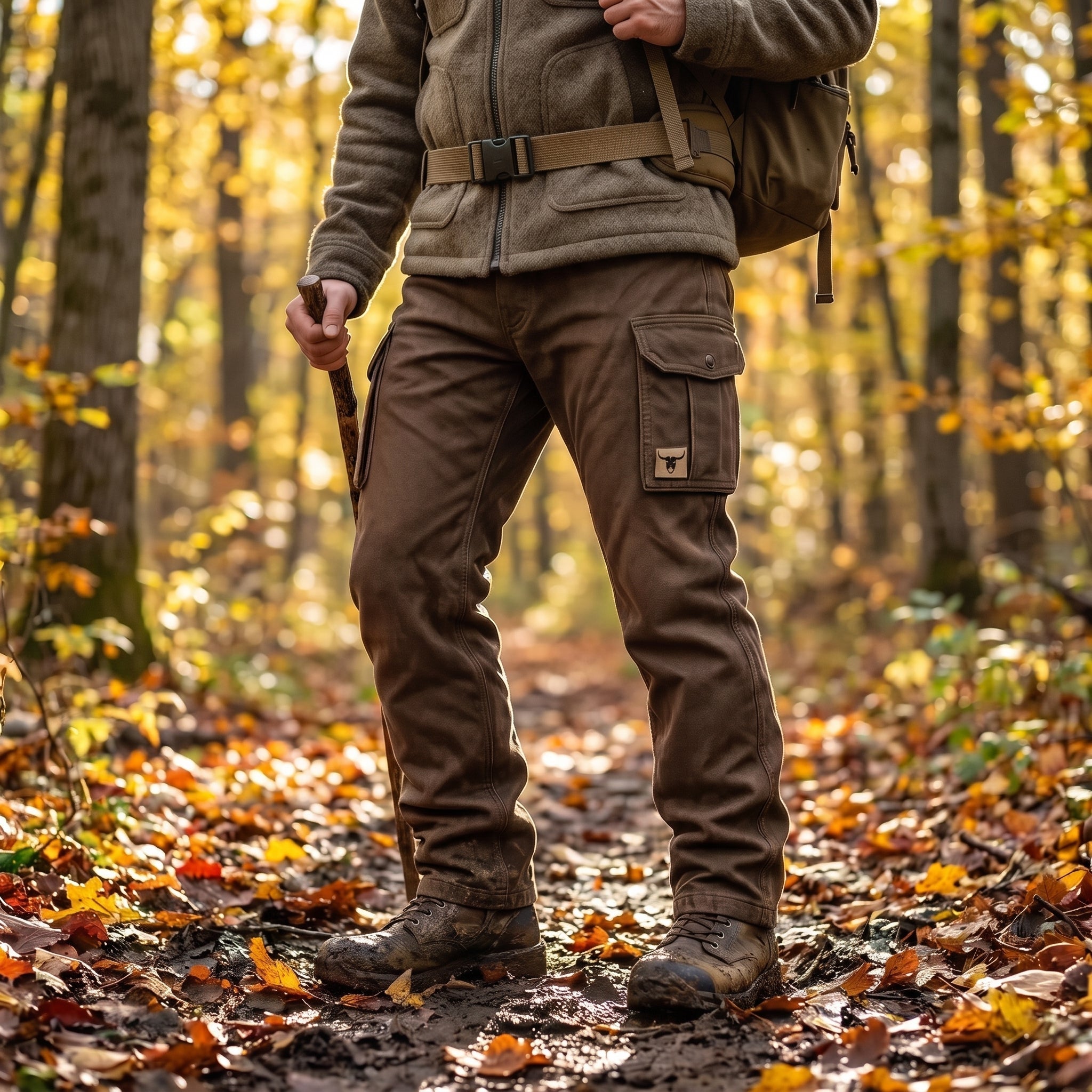 James - Men's Straight Leg Cargo Pants with Flap Pockets - Cargo Pants - Brown - Parker&Brooks