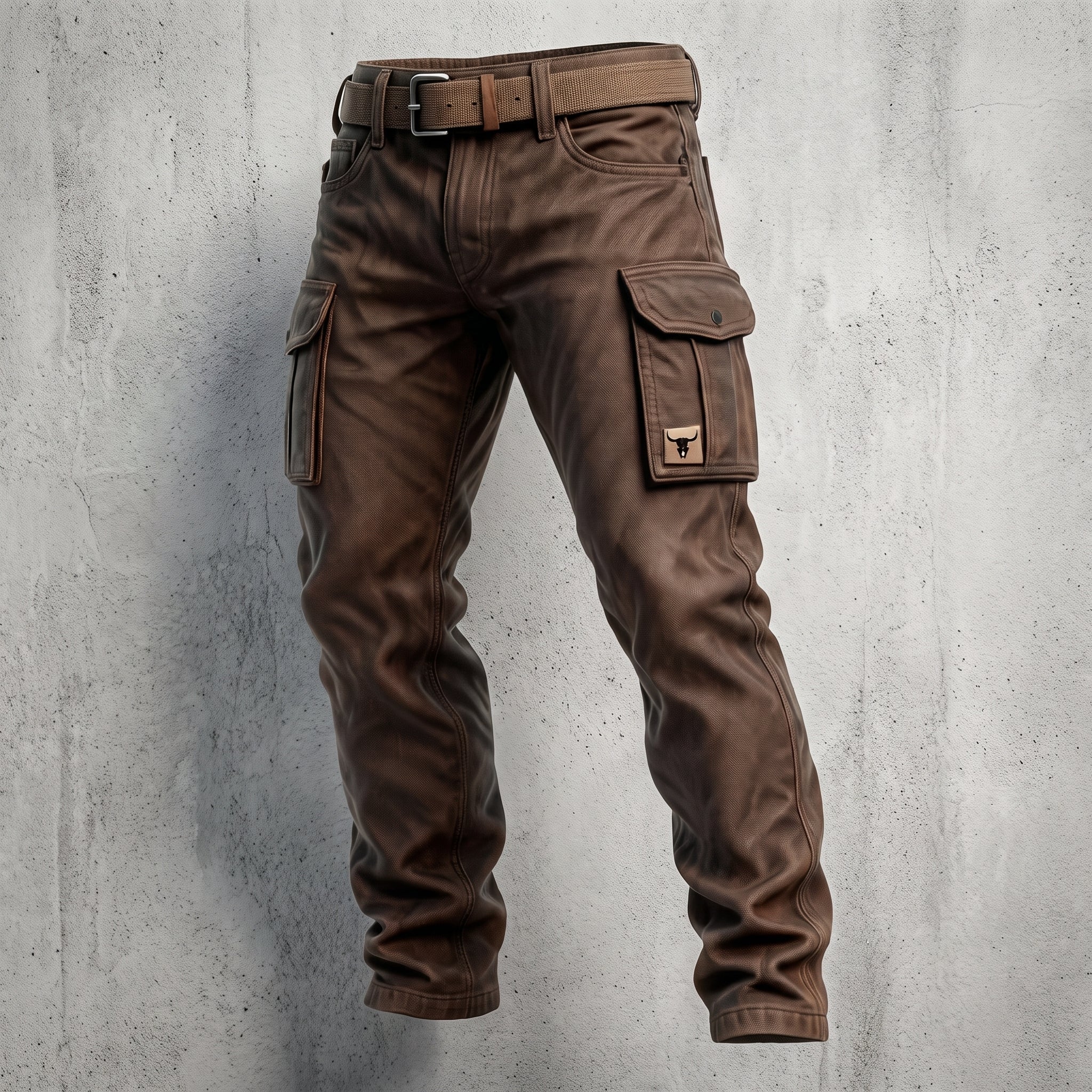 James - Men's Straight Leg Cargo Pants with Flap Pockets - Cargo Pants - Brown - Parker&Brooks