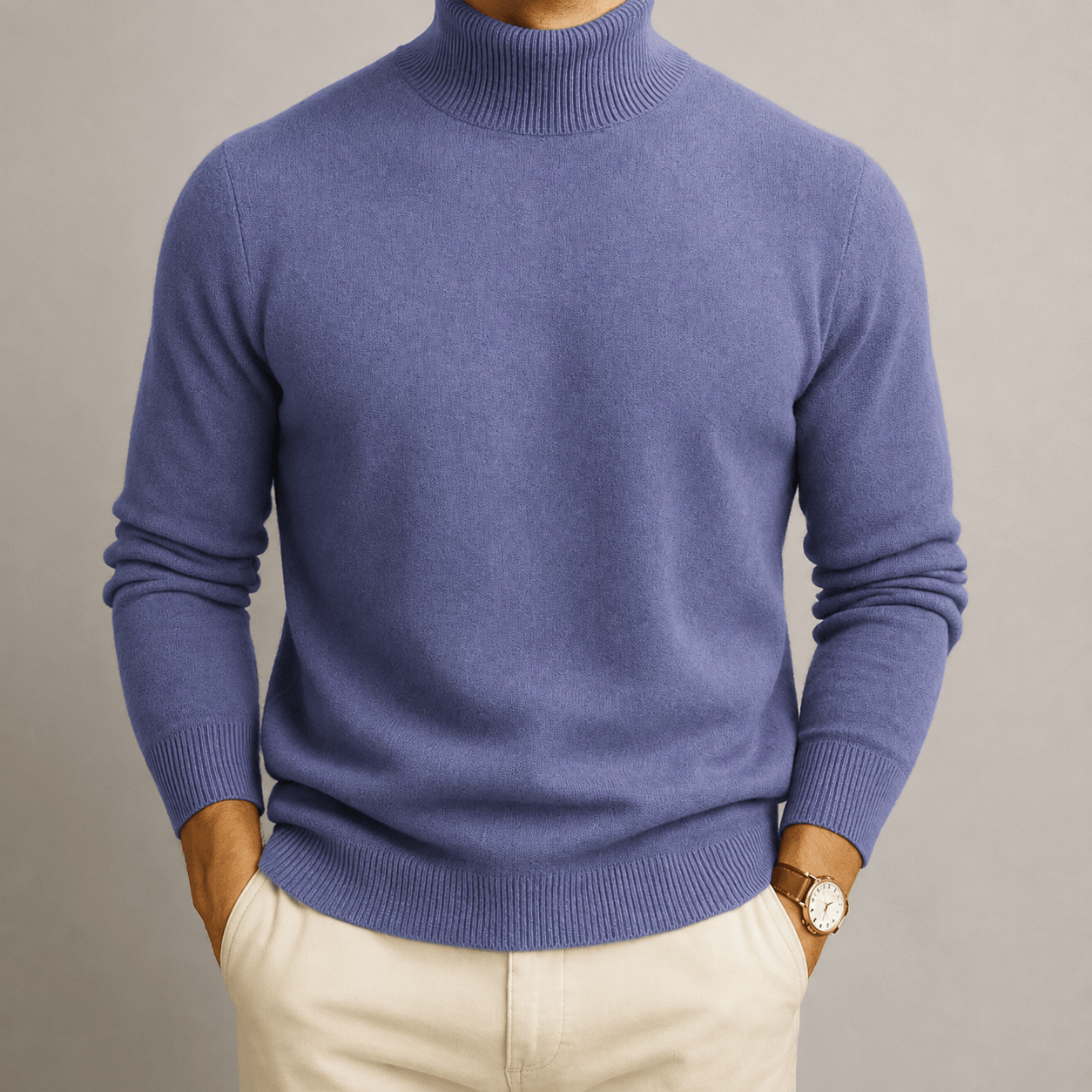 James - Men's Turtleneck Sweater with Ribbed Cuffs - Sweaters - Purple - Parker&Brooks