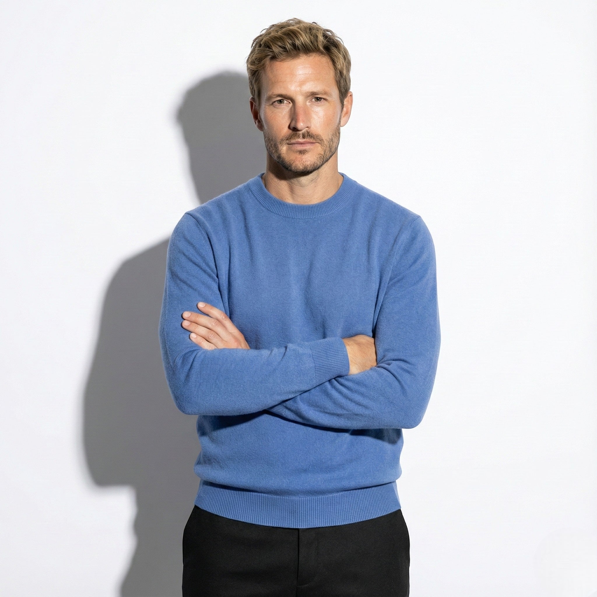 Men's Slim-Fit Crewneck Sweater with Ribbed Hems