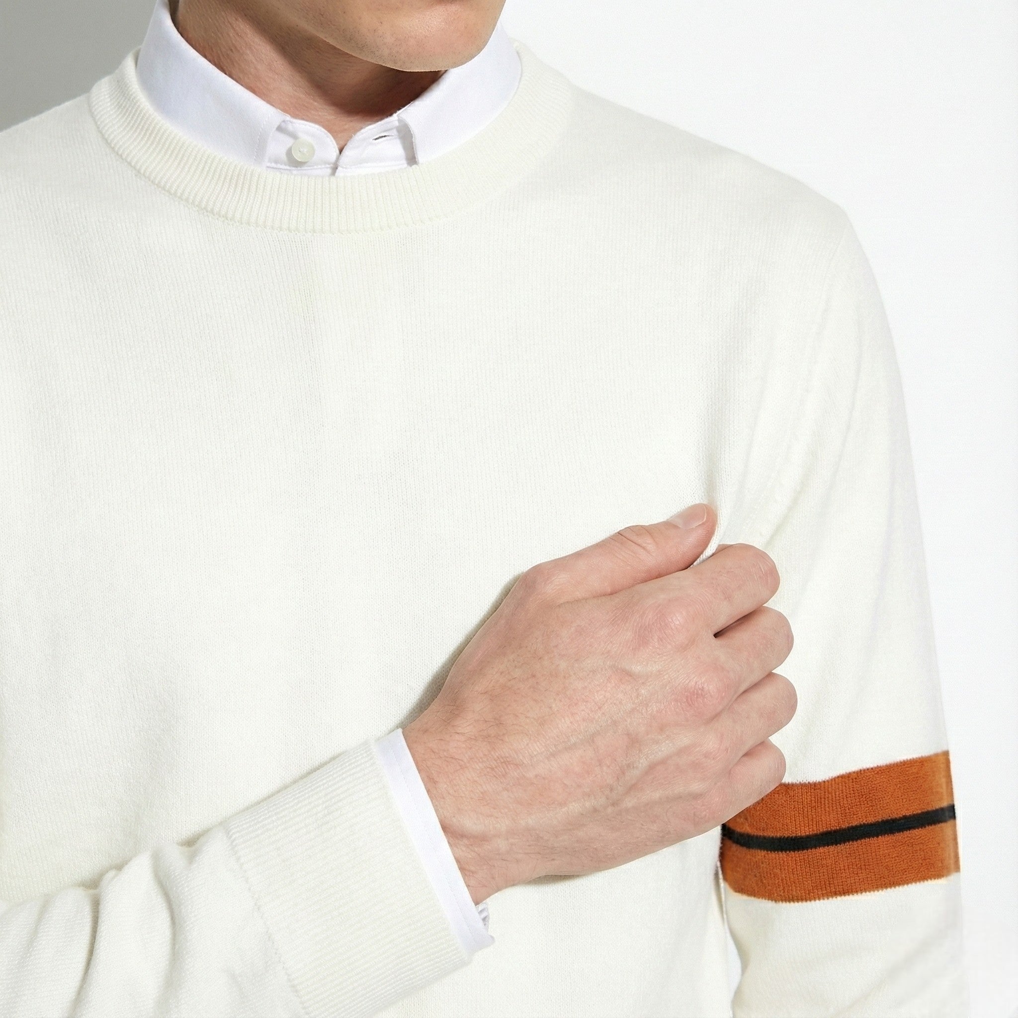 Men's Classic Crewneck Sweater with Arm Stripe Detail