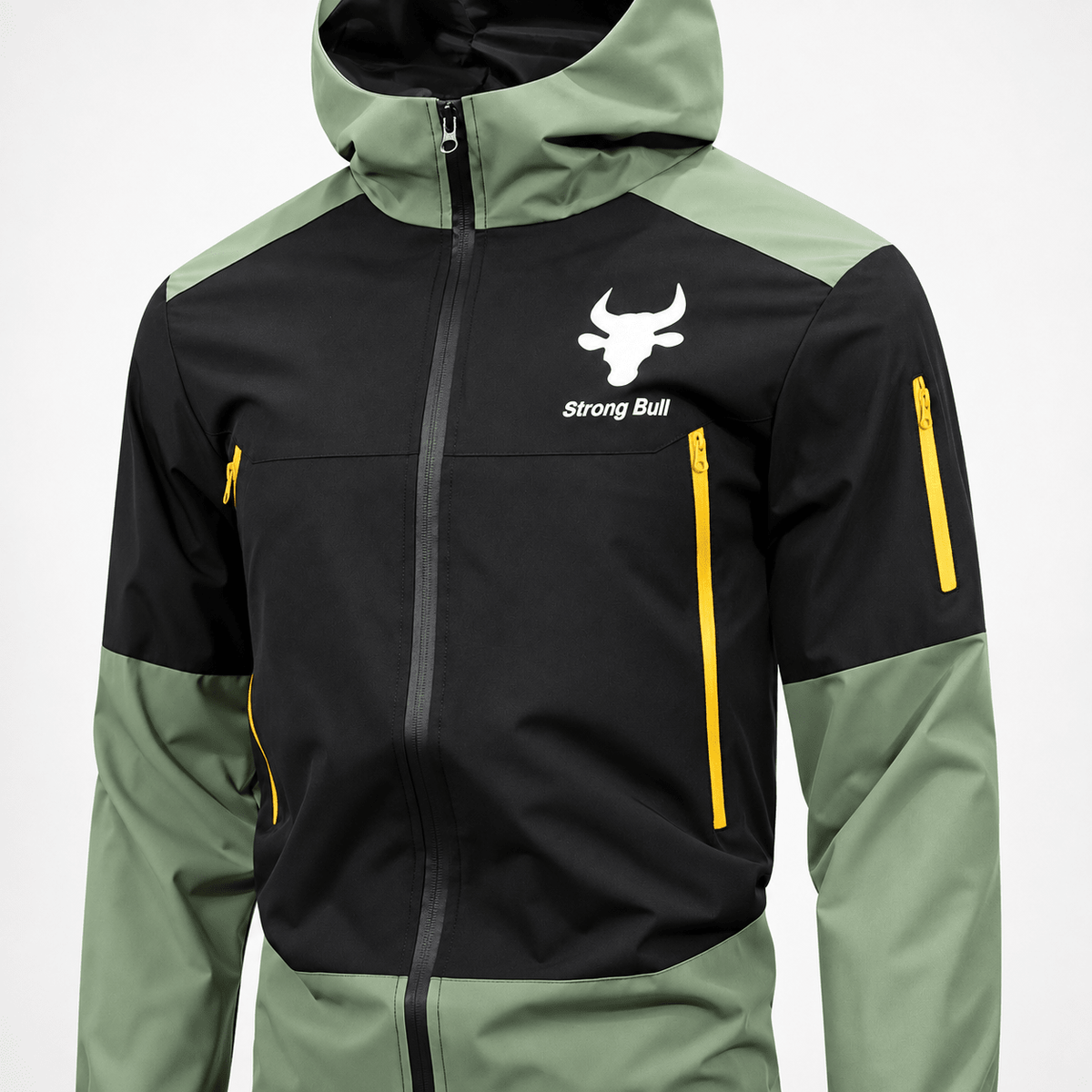 Jonas - Men's Hooded Colorblock Windbreaker Jacket with Zip Pockets - Sport Jackets - Green - Parker&Brooks