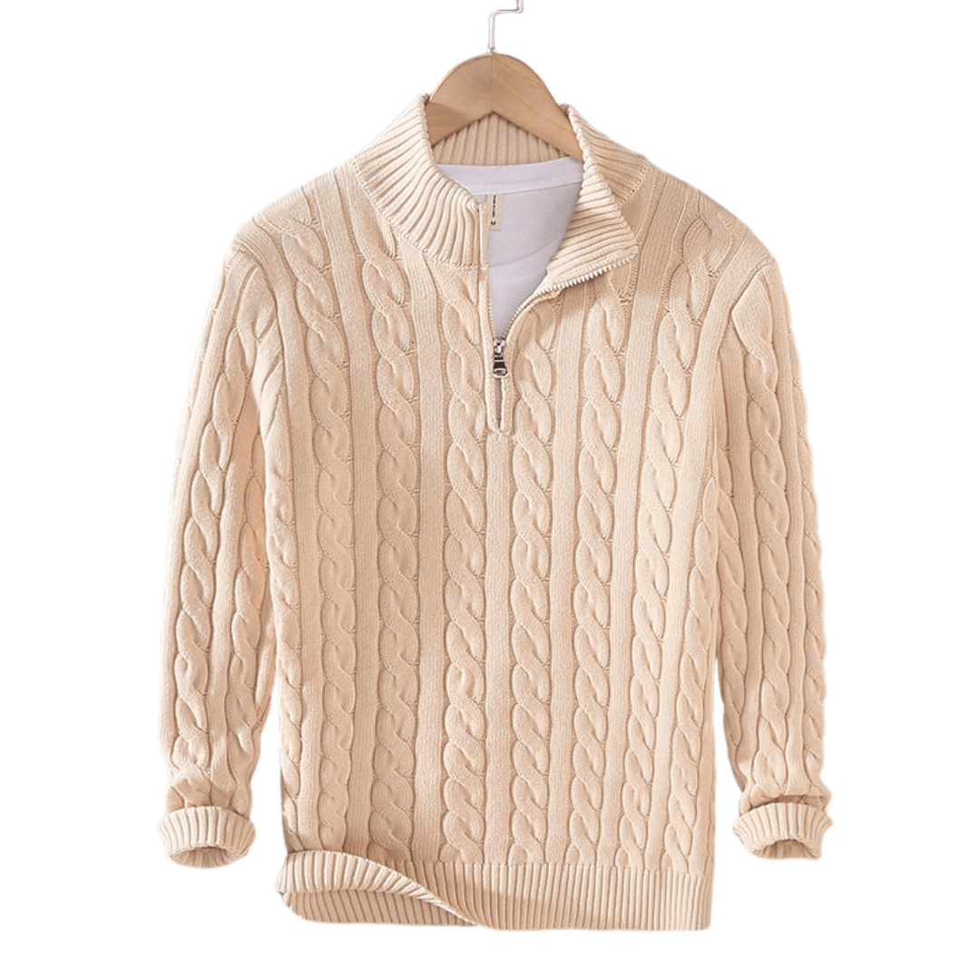 Jonas – Knit Sweater with Half Zip and High Collar