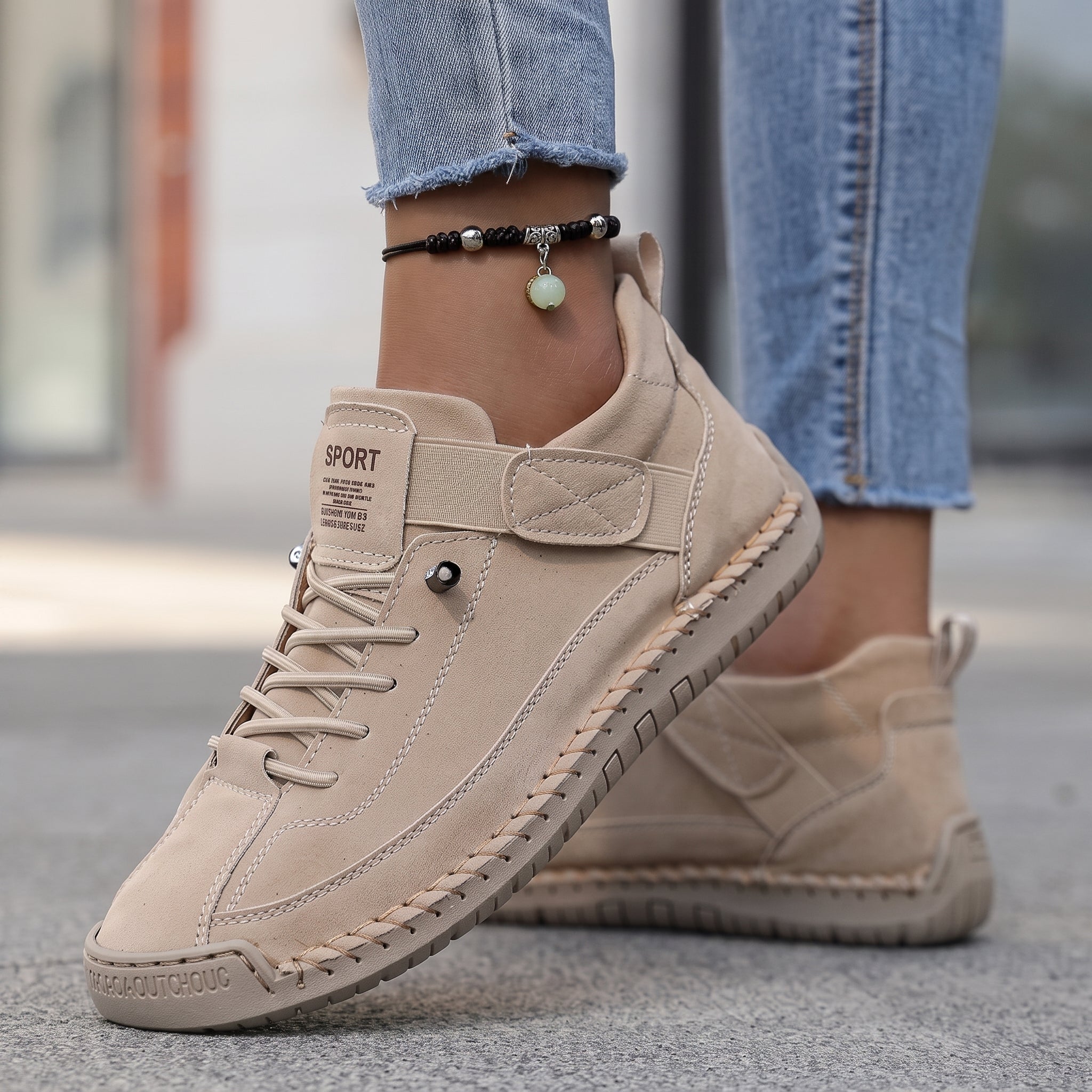 Jonas - Women's Summer Orthopadic Low-Top Trainers - Sneakers - Beige - Parker&Brooks