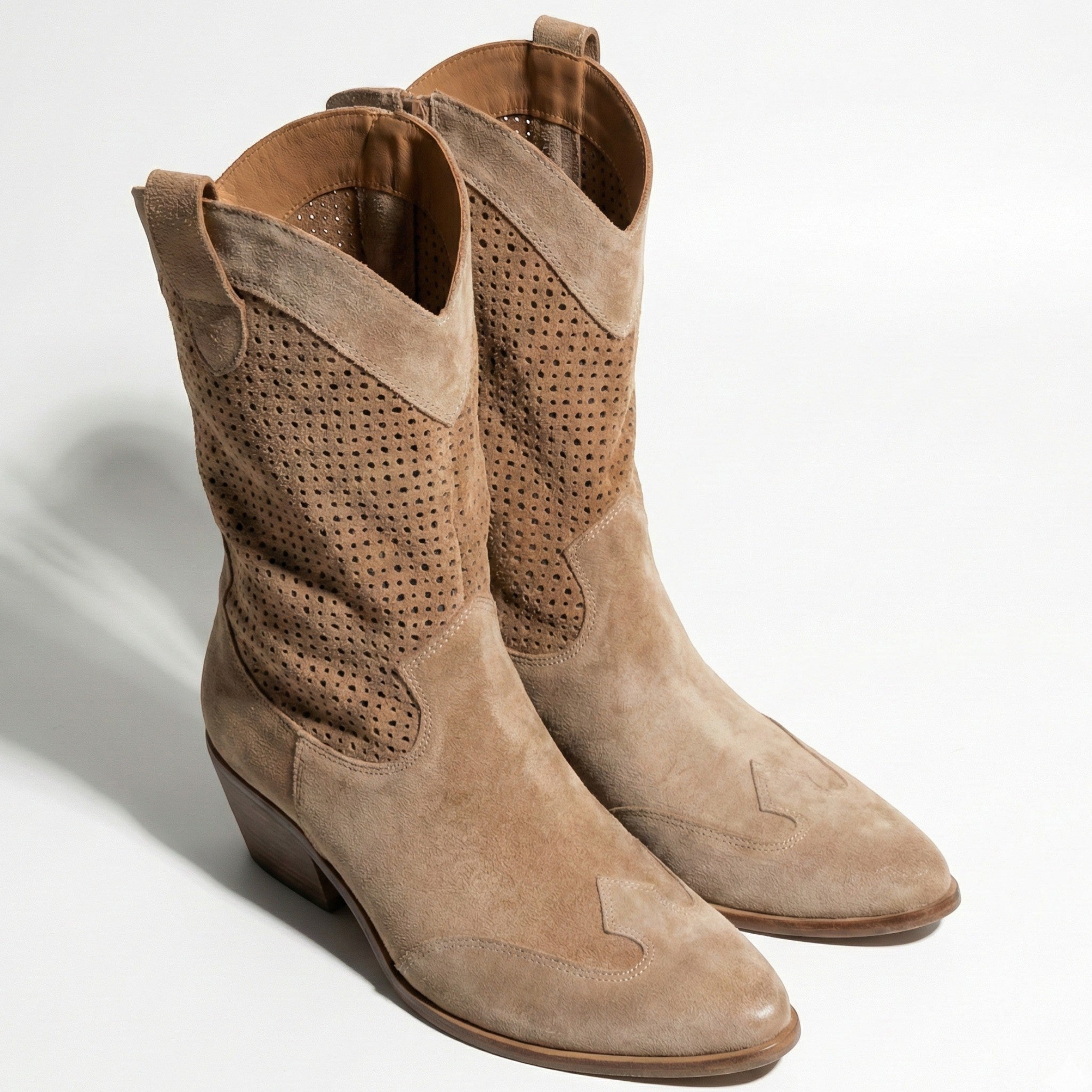 Josiane - Women's Block Heel Cowboy Boots - Boots - Brown - Parker&Brooks