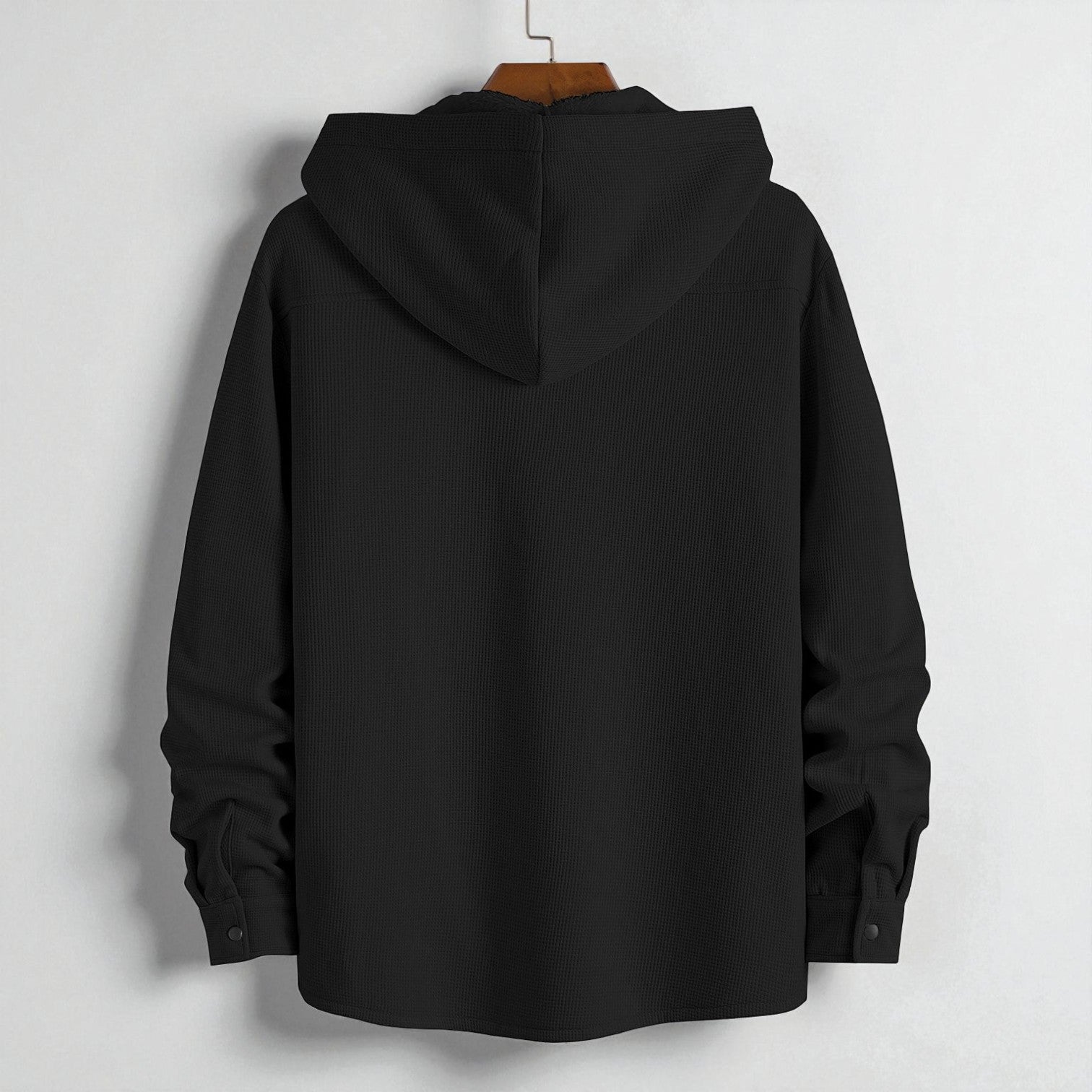 Milo – Men's Hooded Shirt Made of Waffle Fabric with Fleece