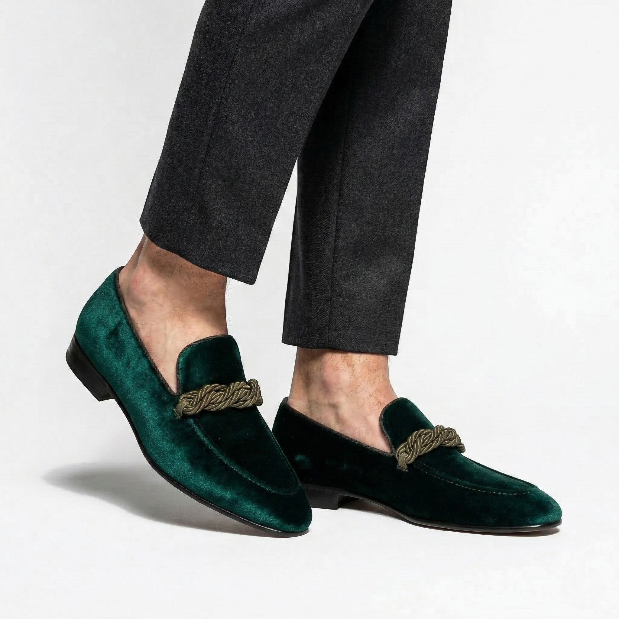 Julian - Men's Soft - Textured Loafers - Shoes - Green - Parker&Brooks