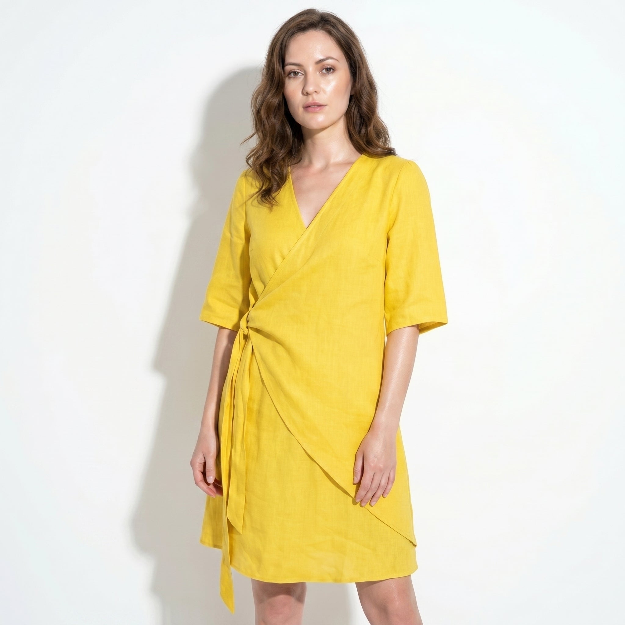 Kate - Women's Asymmetric Summer Mini Dress - Mini Dresses - Yellow - Parker&Brooks
