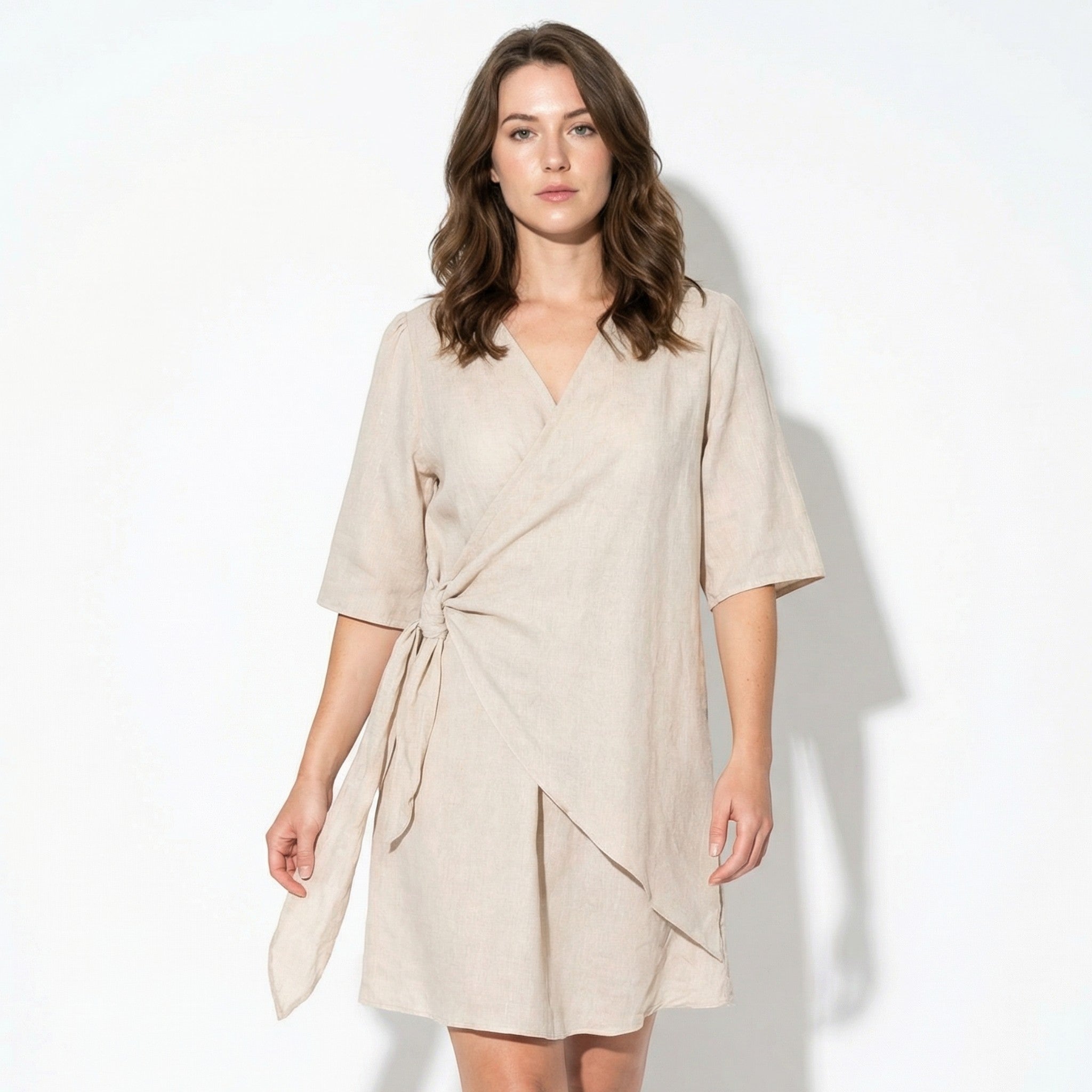 Kate - Women's Asymmetric Summer Mini Dress - Mini Dresses - Apricot - Parker&Brooks