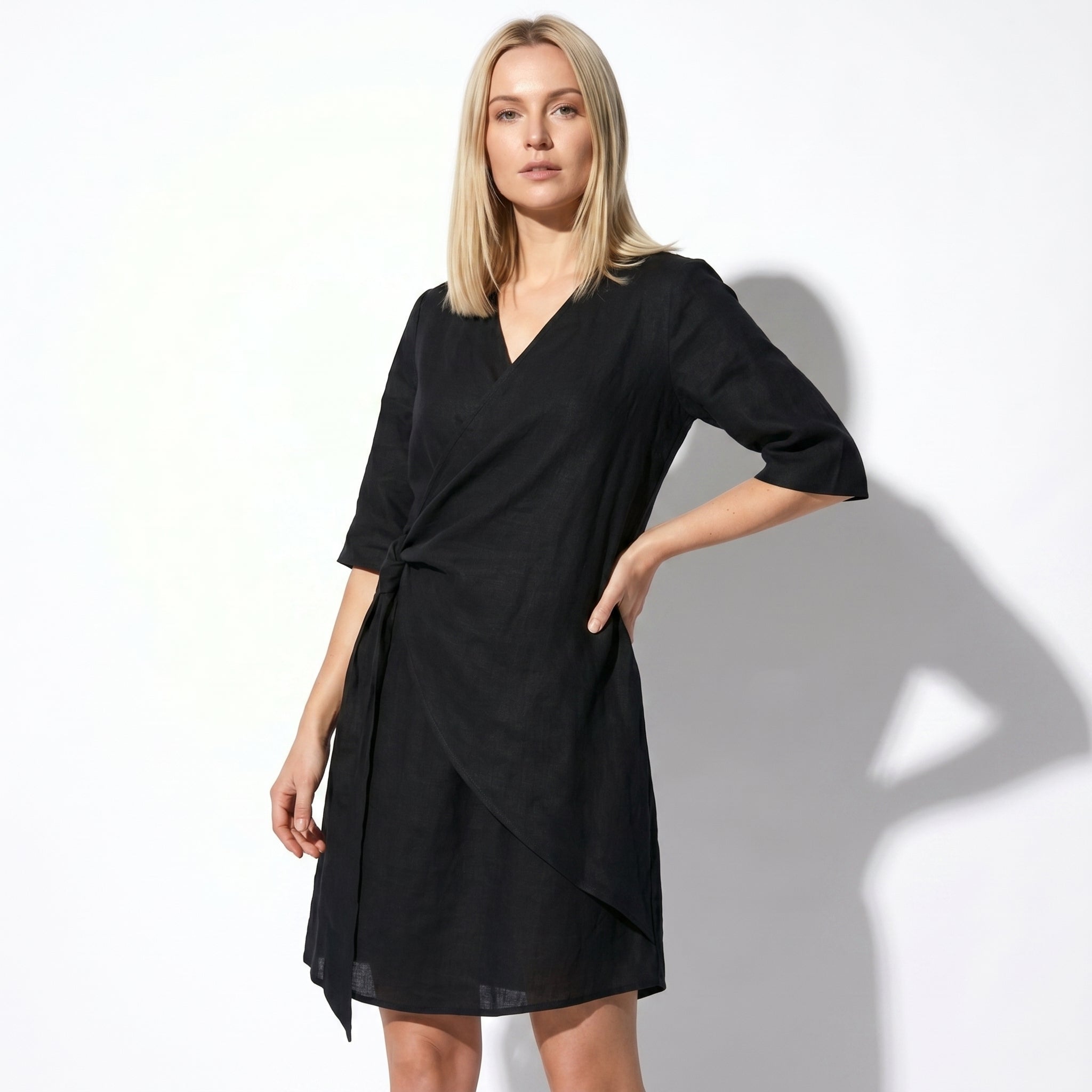 Kate - Women's Asymmetric Summer Mini Dress - Mini Dresses - Black - Parker&Brooks