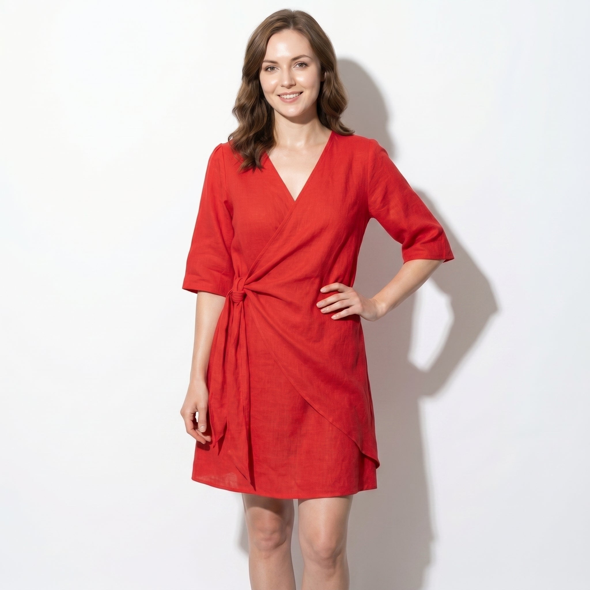 Kate - Women's Asymmetric Summer Mini Dress - Mini Dresses - Red - Parker&Brooks