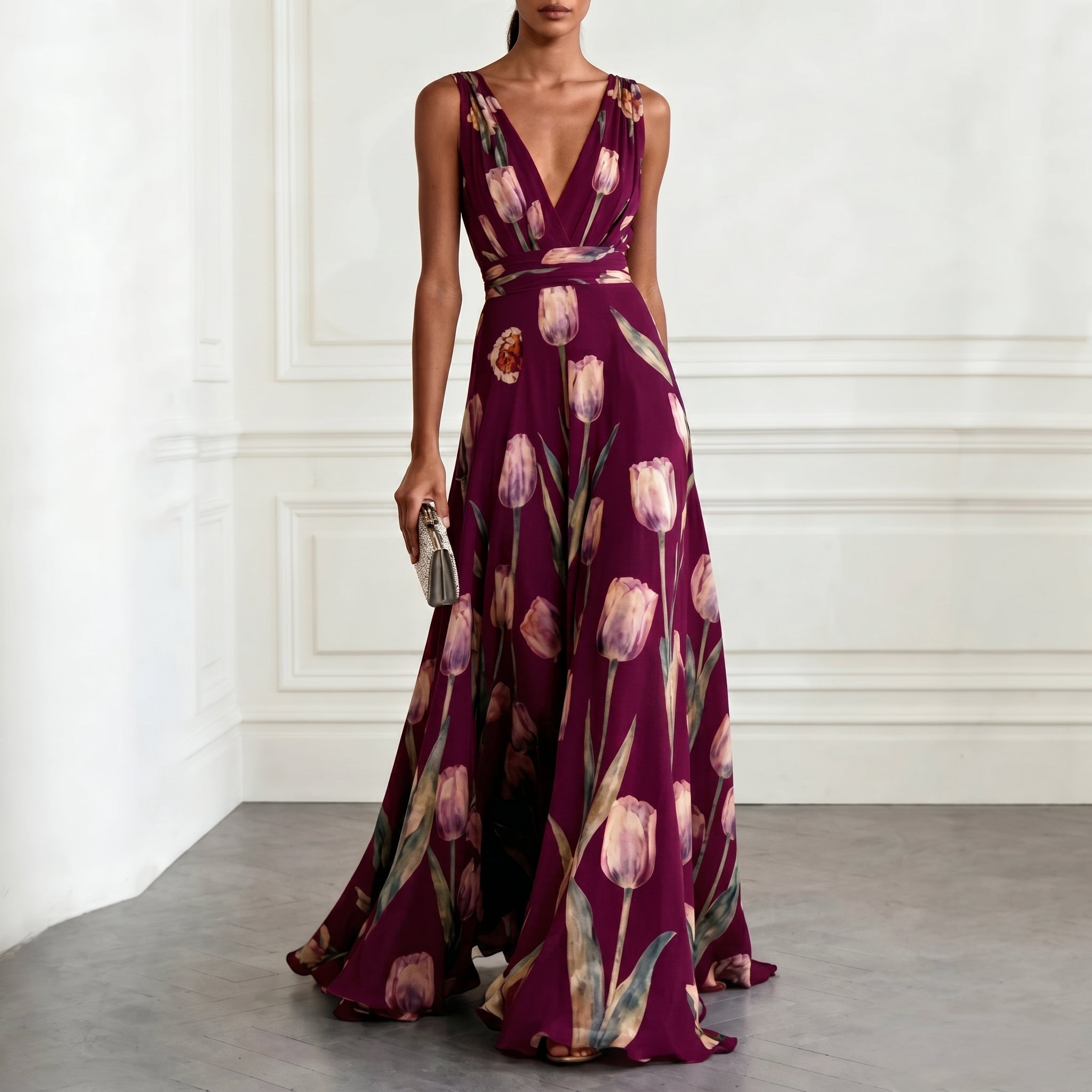 Klara - Women's Bridesmaid Floral Wrap Maxi Dress