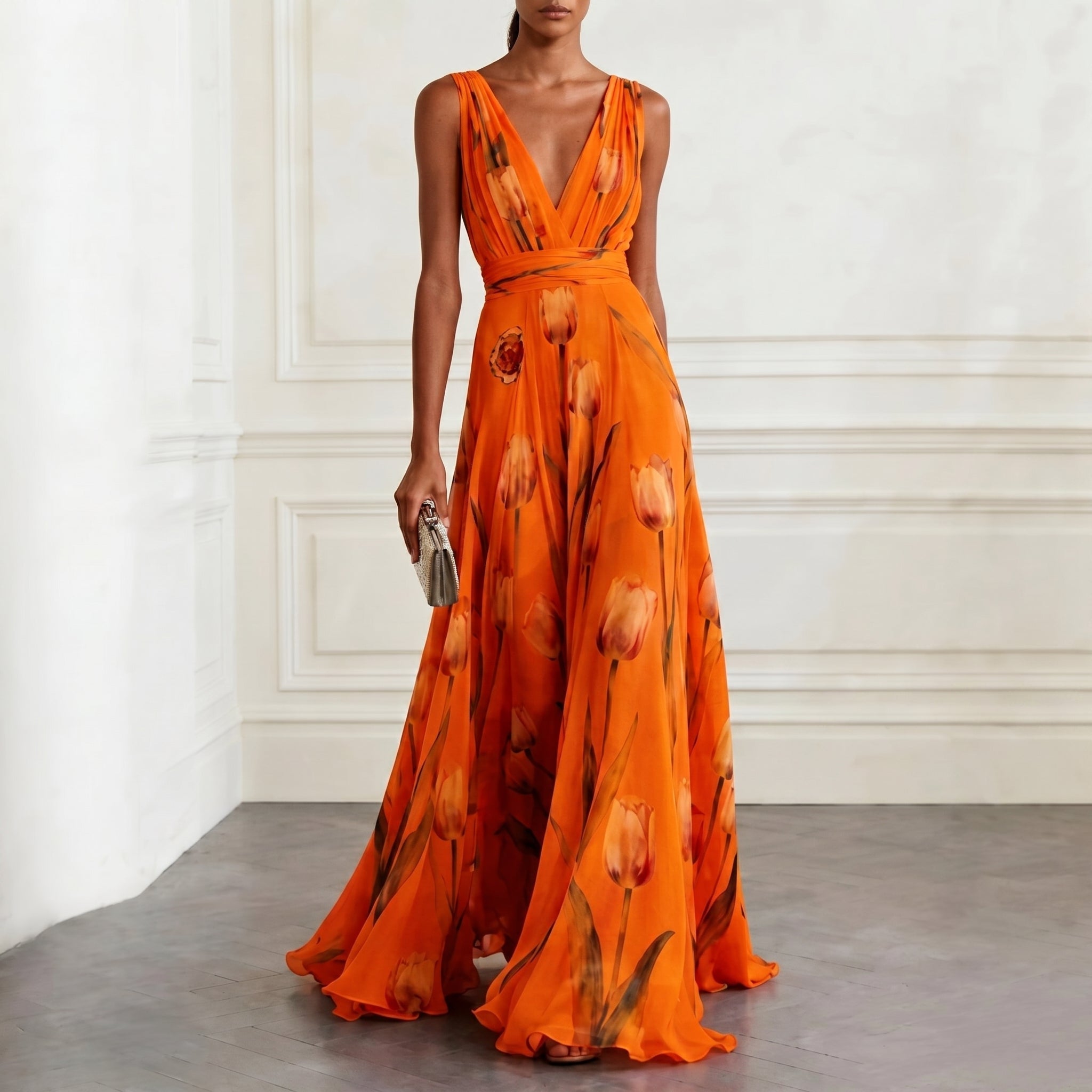 Klara - Women's Bridesmaid Floral Wrap Maxi Dress