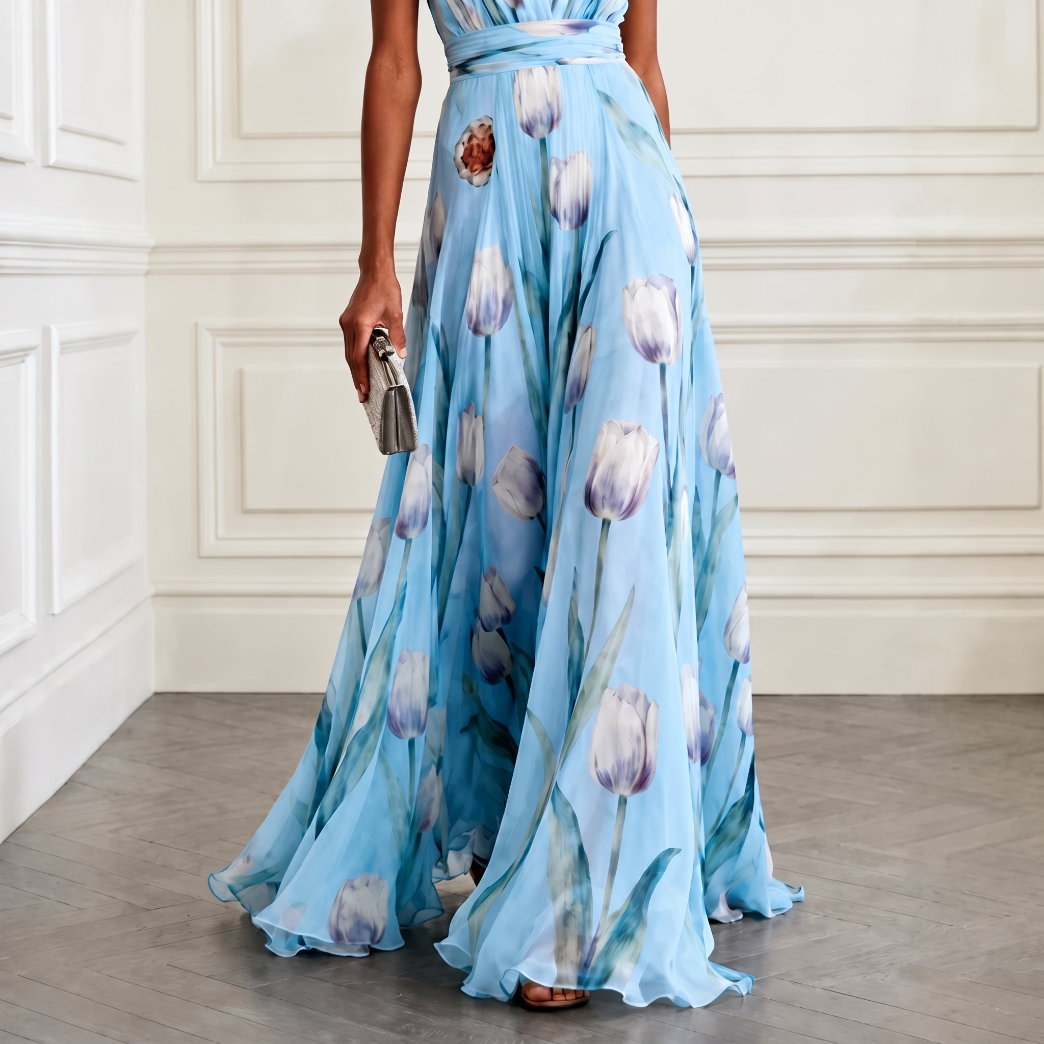 Klara - Women's Bridesmaid Floral Wrap Maxi Dress
