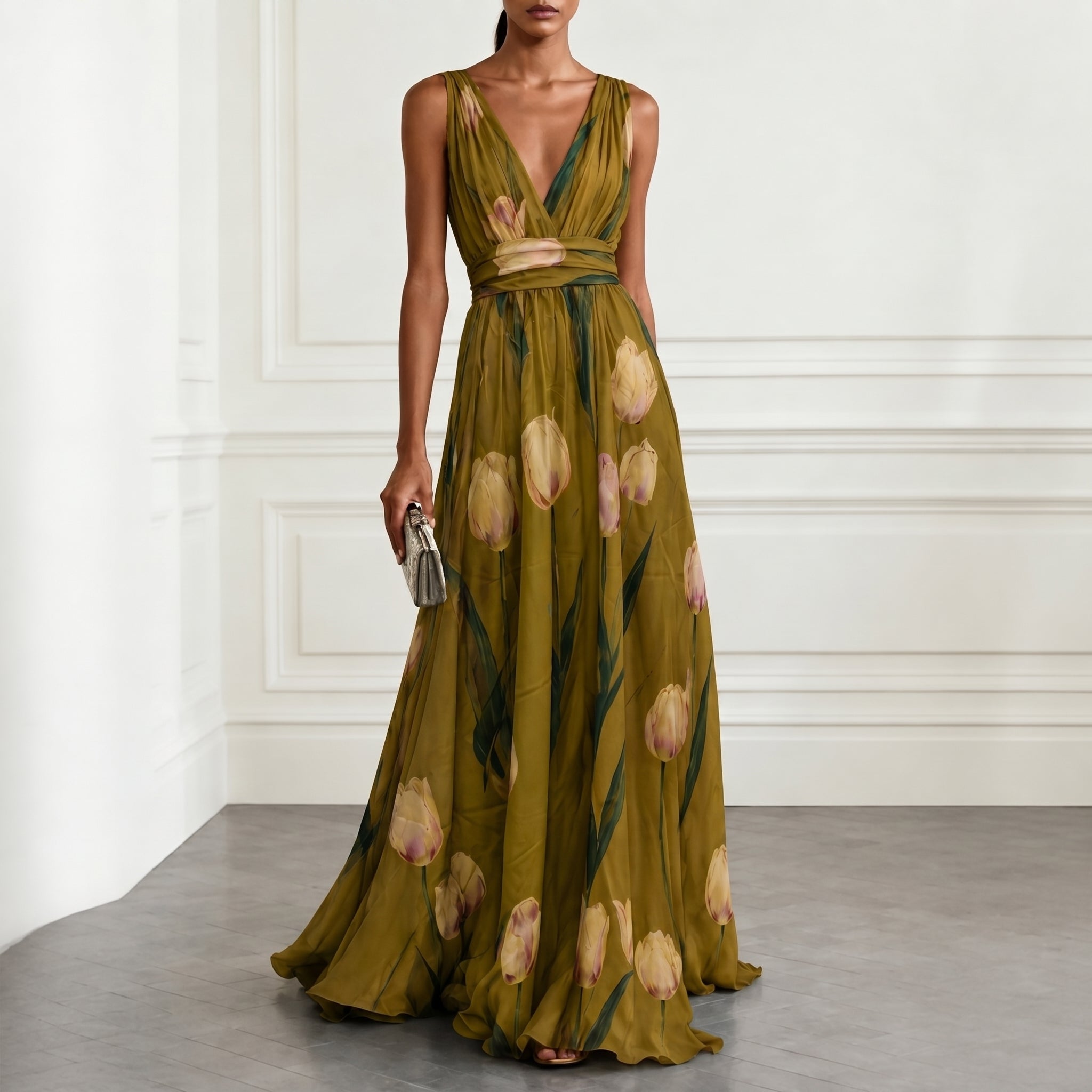 Klara - Women's Bridesmaid Floral Wrap Maxi Dress