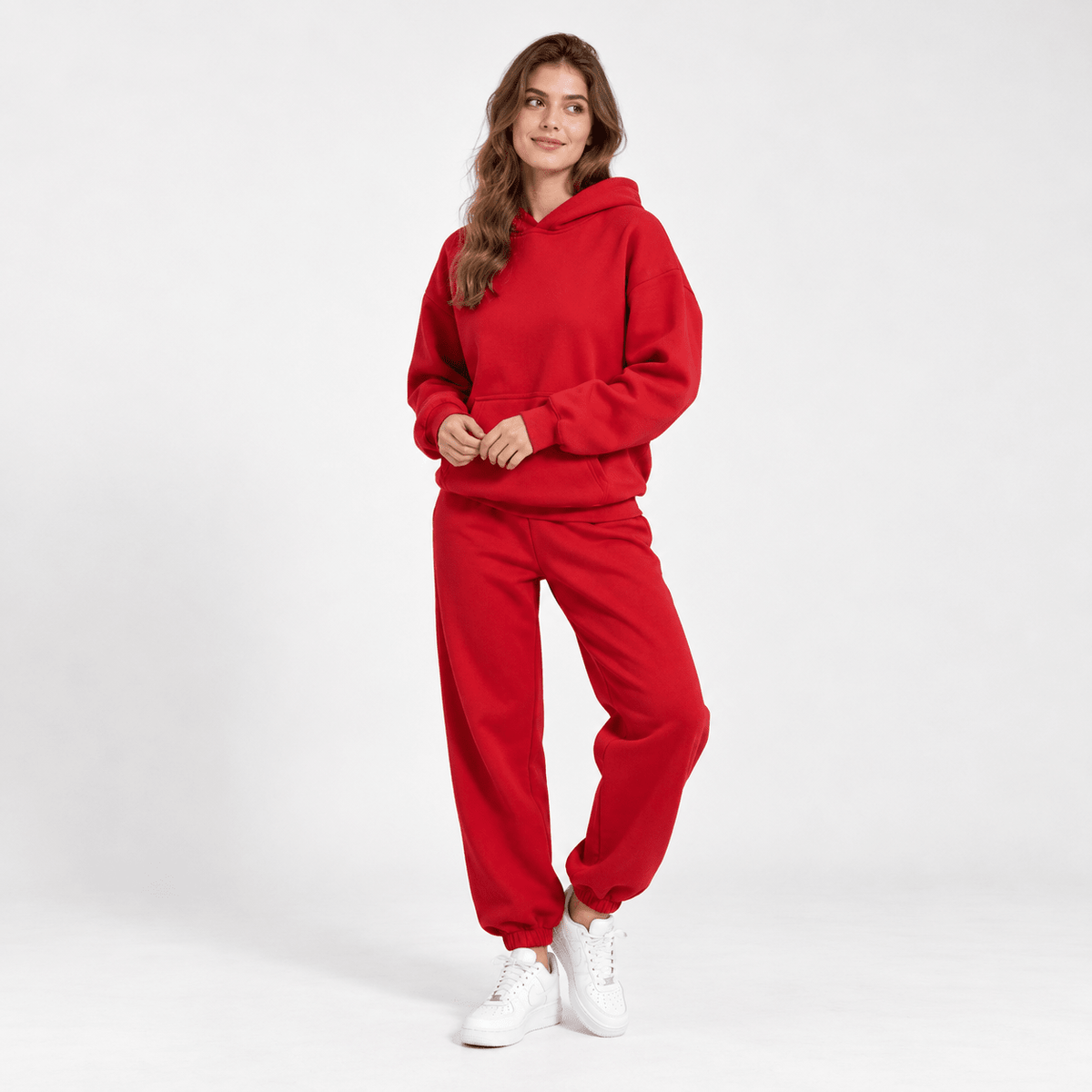Lena - Women's Oversized Hoodie and Jogger Two-Piece Set - Loungewear Sets - Red - Parker&Brooks