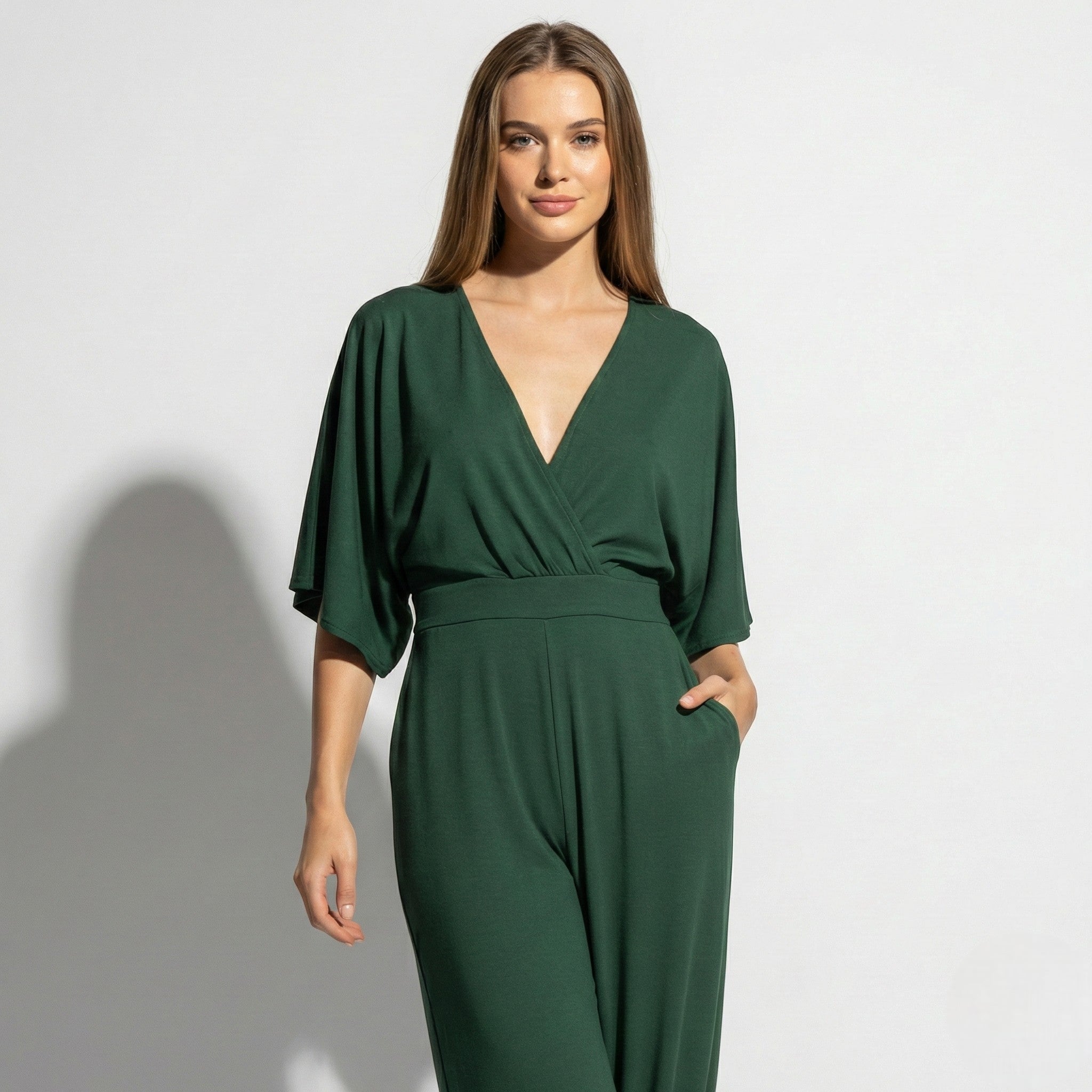 Lena - Women's V - neck Wrap Style Wide - Leg Jumpsuit - Parker&Brooks