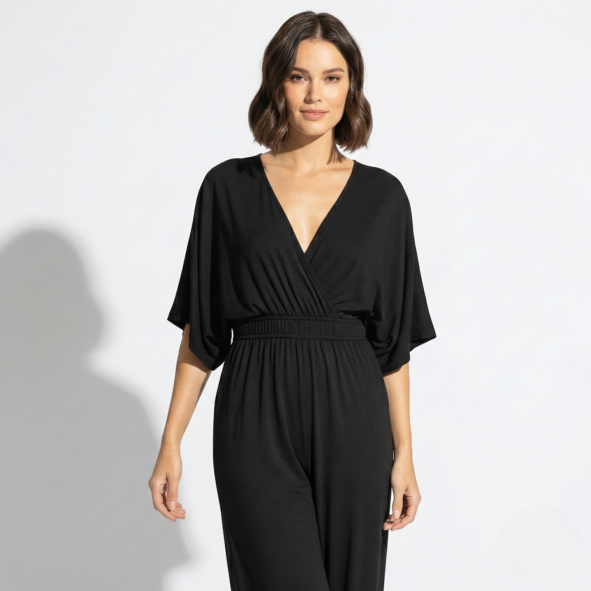 Lena - Women's V - neck Wrap Style Wide - Leg Jumpsuit - Parker&Brooks