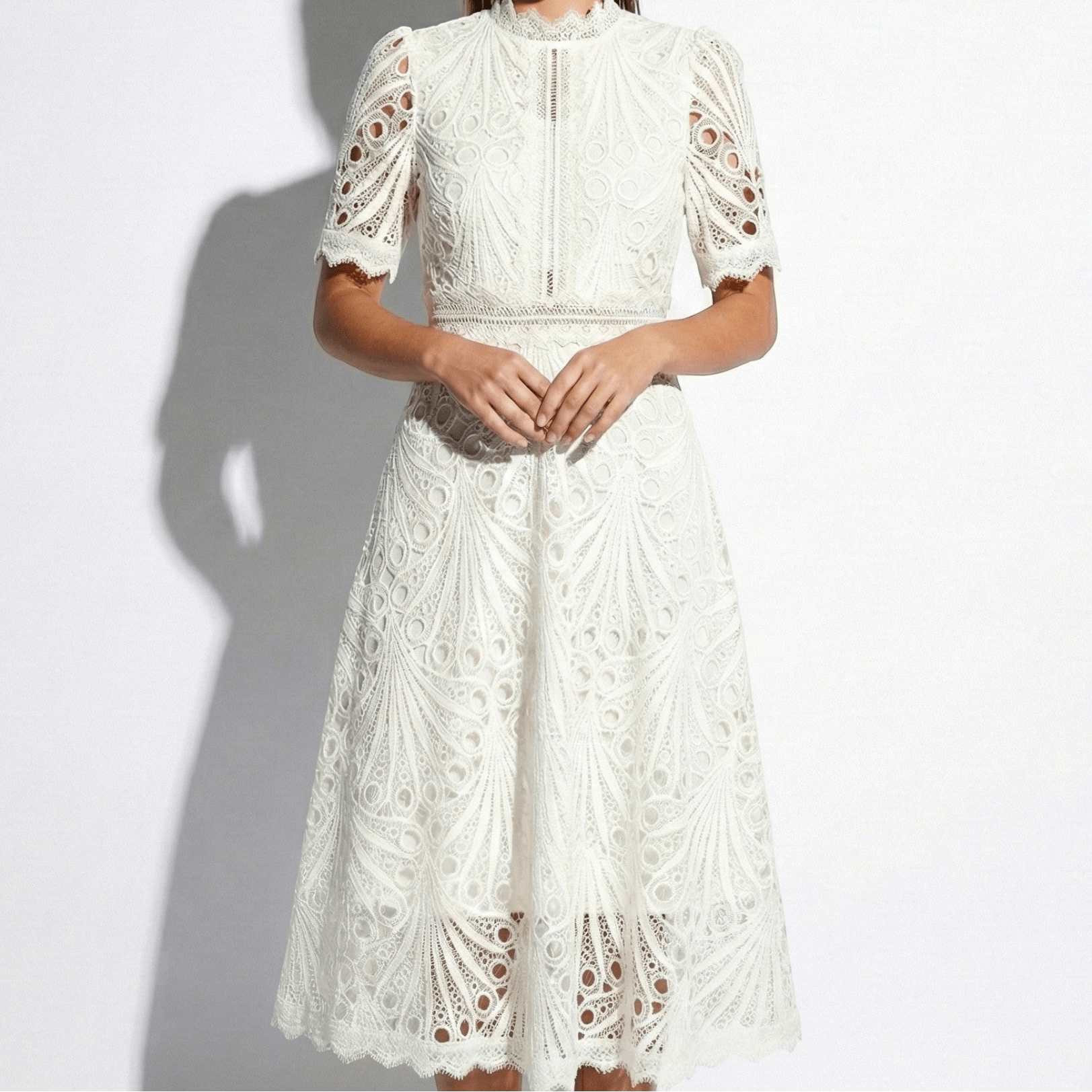 Lexi - Women's Lace Midi Dress - Dresses - White - Parker&Brooks