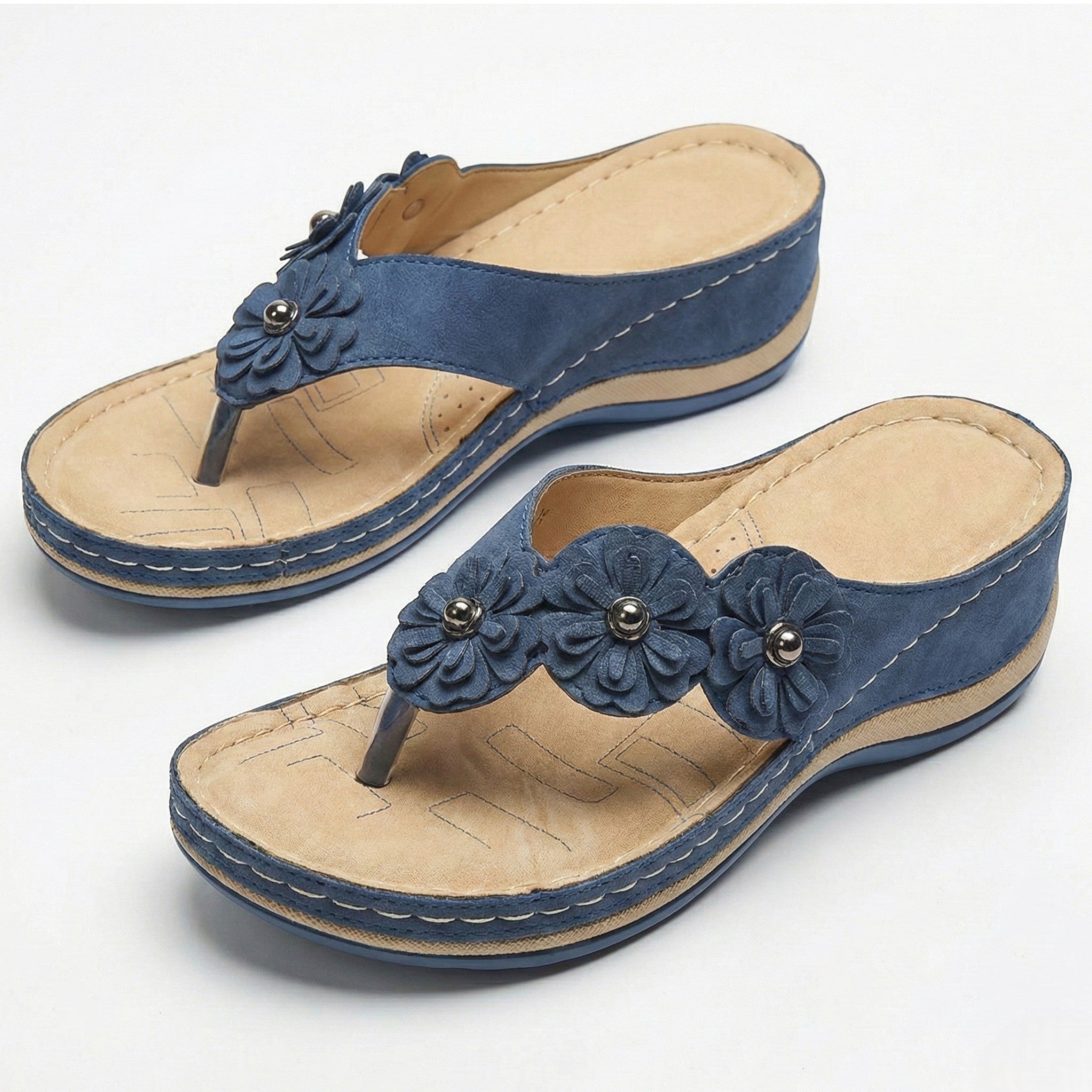 Liana - Women's Orthopedic Wedge Sandals - Sandals - Blue - Parker&Brooks
