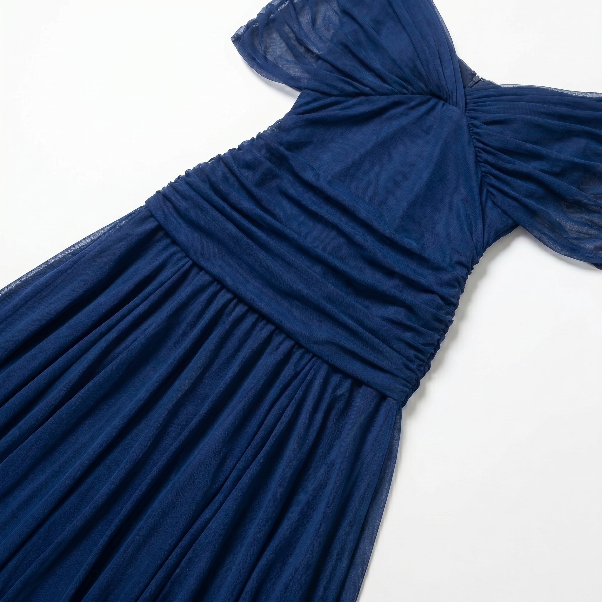 Lily - Women's Evening Ruched Maxi Dress - Dress - Blue - Parker&Brooks