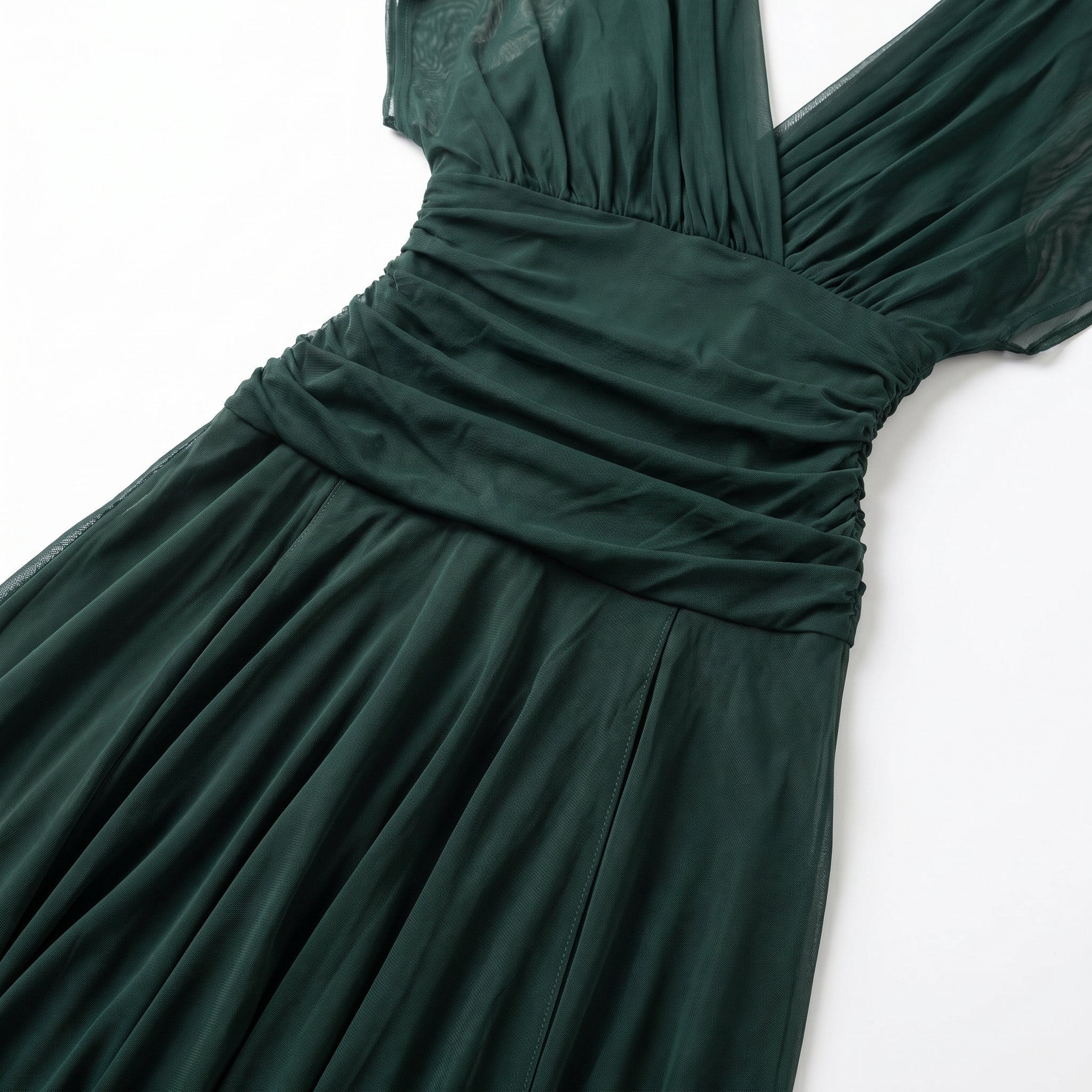 Lily - Women's Evening Ruched Maxi Dress - Dress - Green - Parker&Brooks