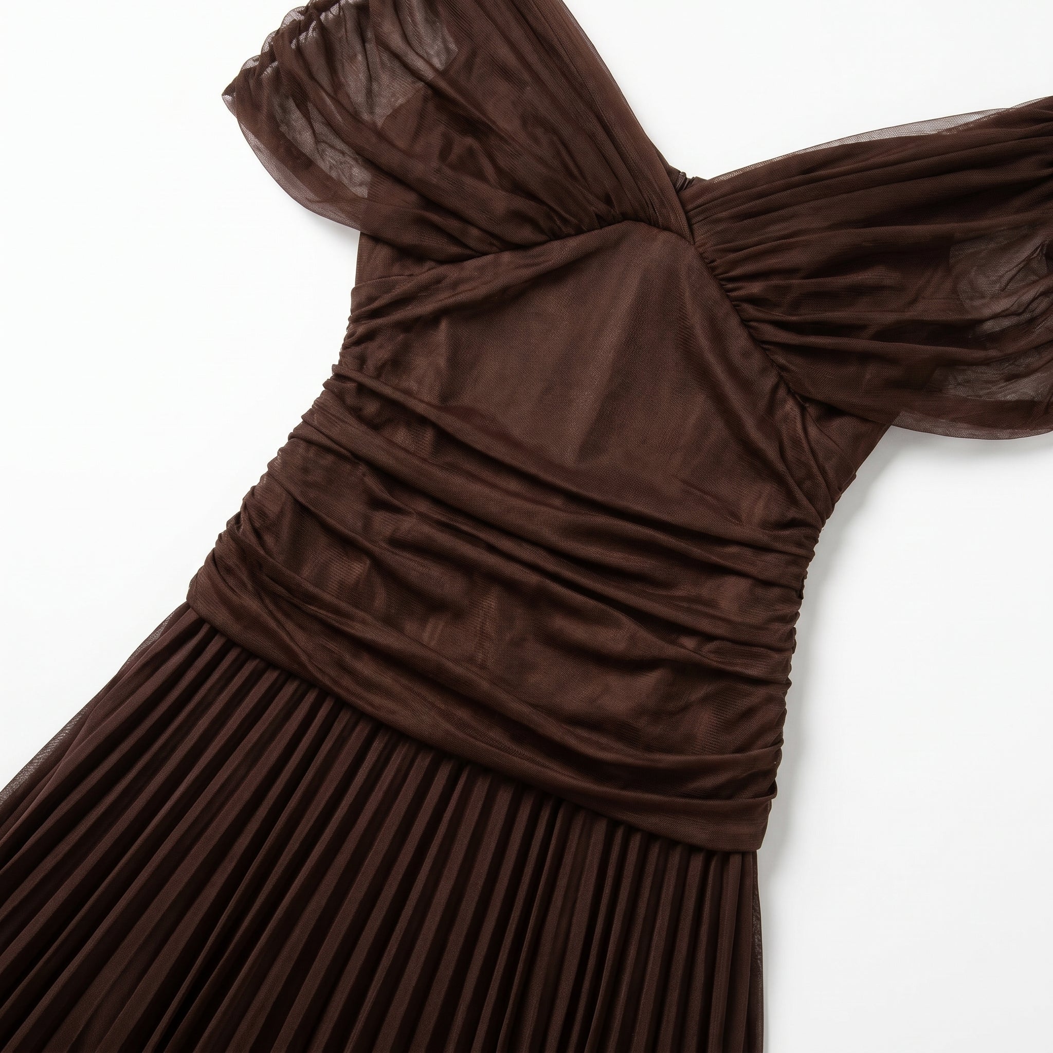 Lily - Women's Evening Ruched Maxi Dress - Dress - Brown - Parker&Brooks