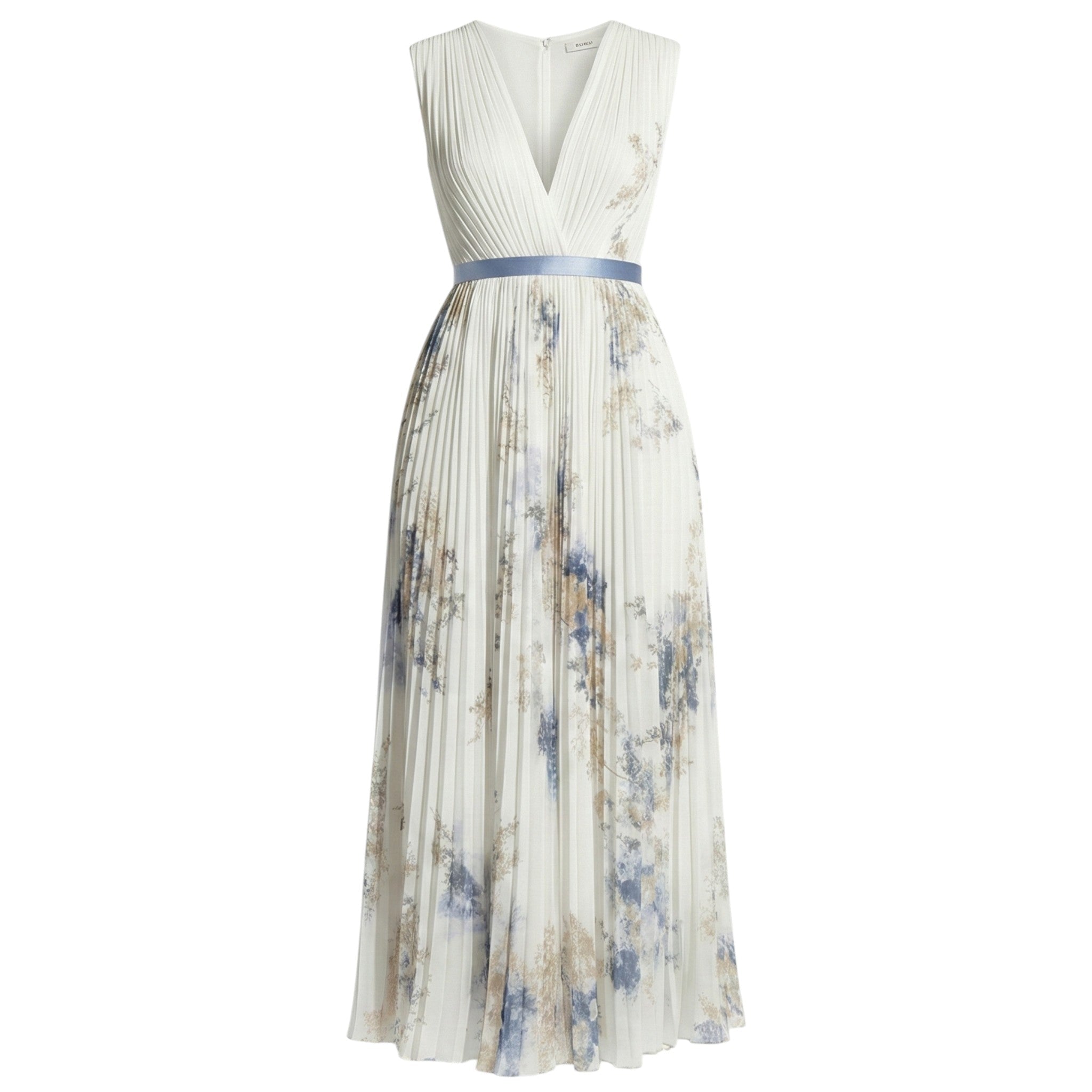 Lily - Women's V - Neck Pleated Maxi Dress - Dresses - White - Parker&Brooks