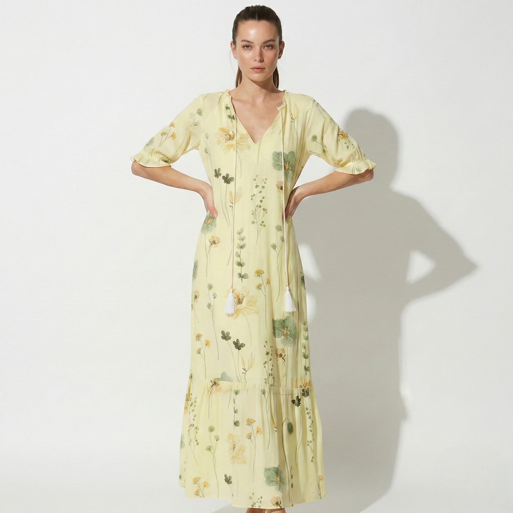 Lucy - Women's Summer Maxi Dress - Dresses - Yellow - Parker&Brooks