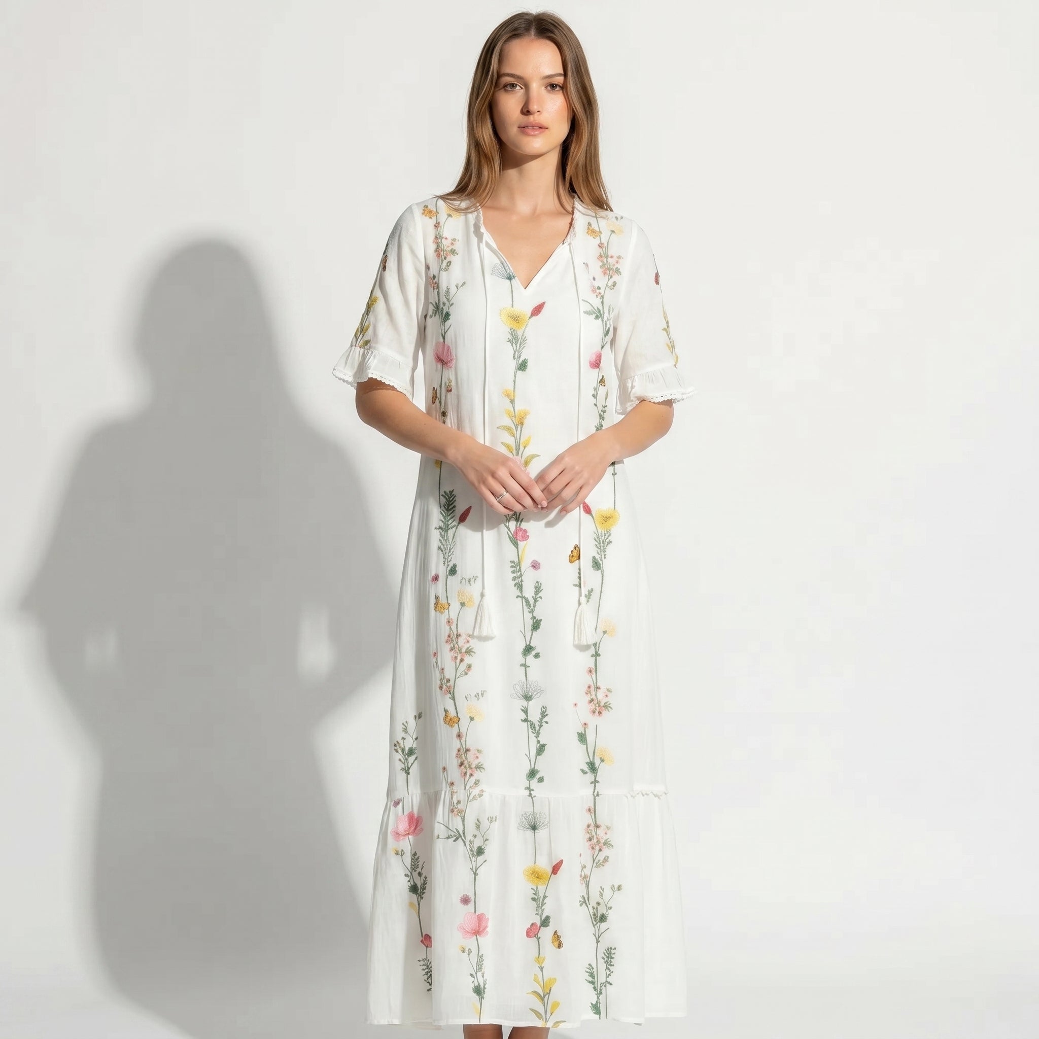 Lucy - Women's Summer Maxi Dress - Dresses - White - Parker&Brooks