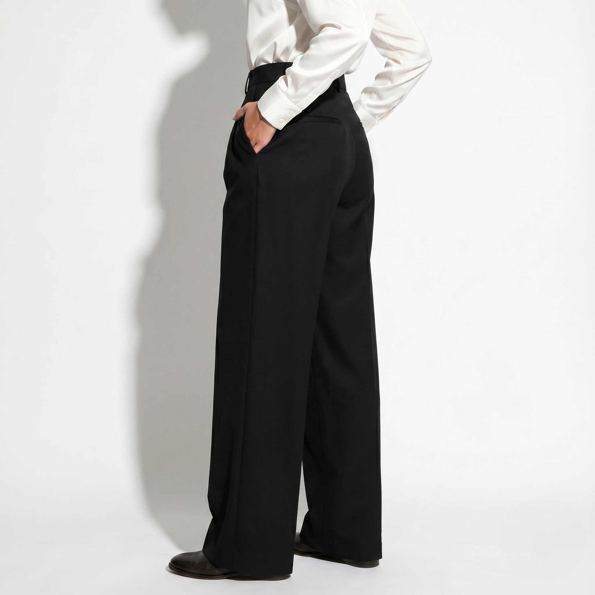 Maisie - Women's Classic Tailored High - Waist Wide - Leg Trousers - Pants - Black - Parker&Brooks