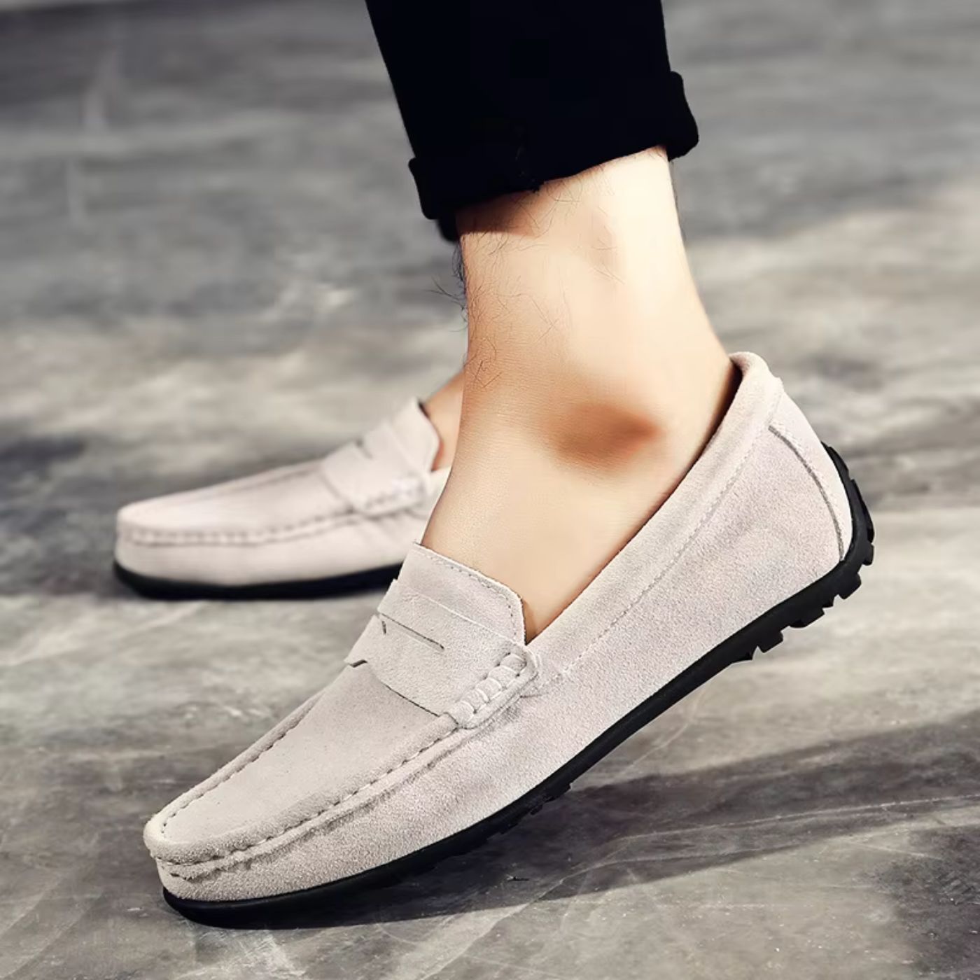 Marcus - Men's Penny Strap Loafers - Loafers - White - Parker&Brooks