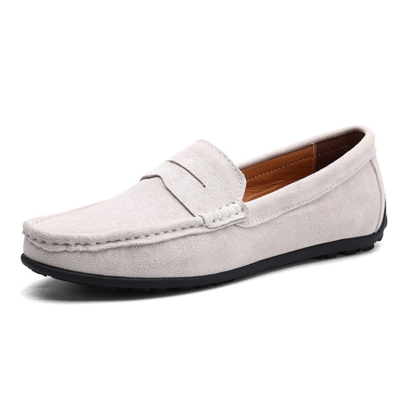 Marcus - Men's Penny Strap Loafers - Loafers - White - Parker&Brooks
