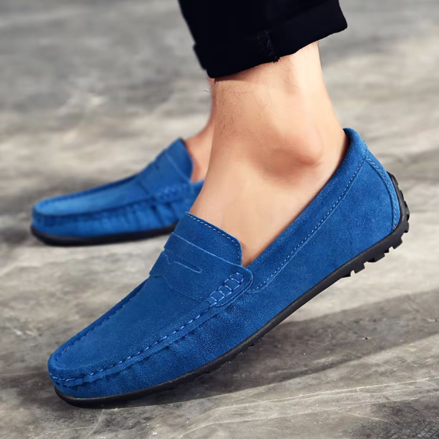 Marcus - Men's Penny Strap Loafers - Loafers - Dark Blue - Parker&Brooks