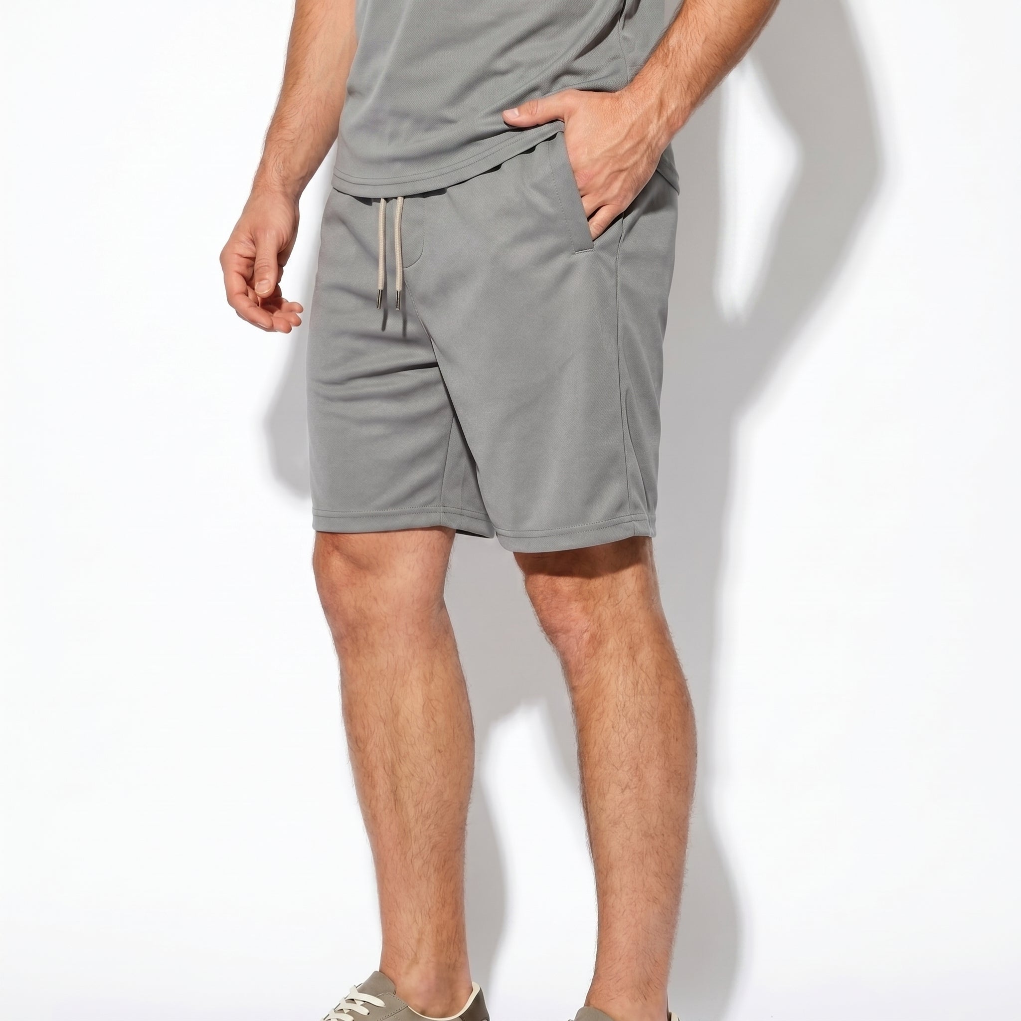Marcus - Men's Relaxed Fit Drawstring Shorts with Elasticated Waist - Shorts Men - Gray - Parker&Brooks