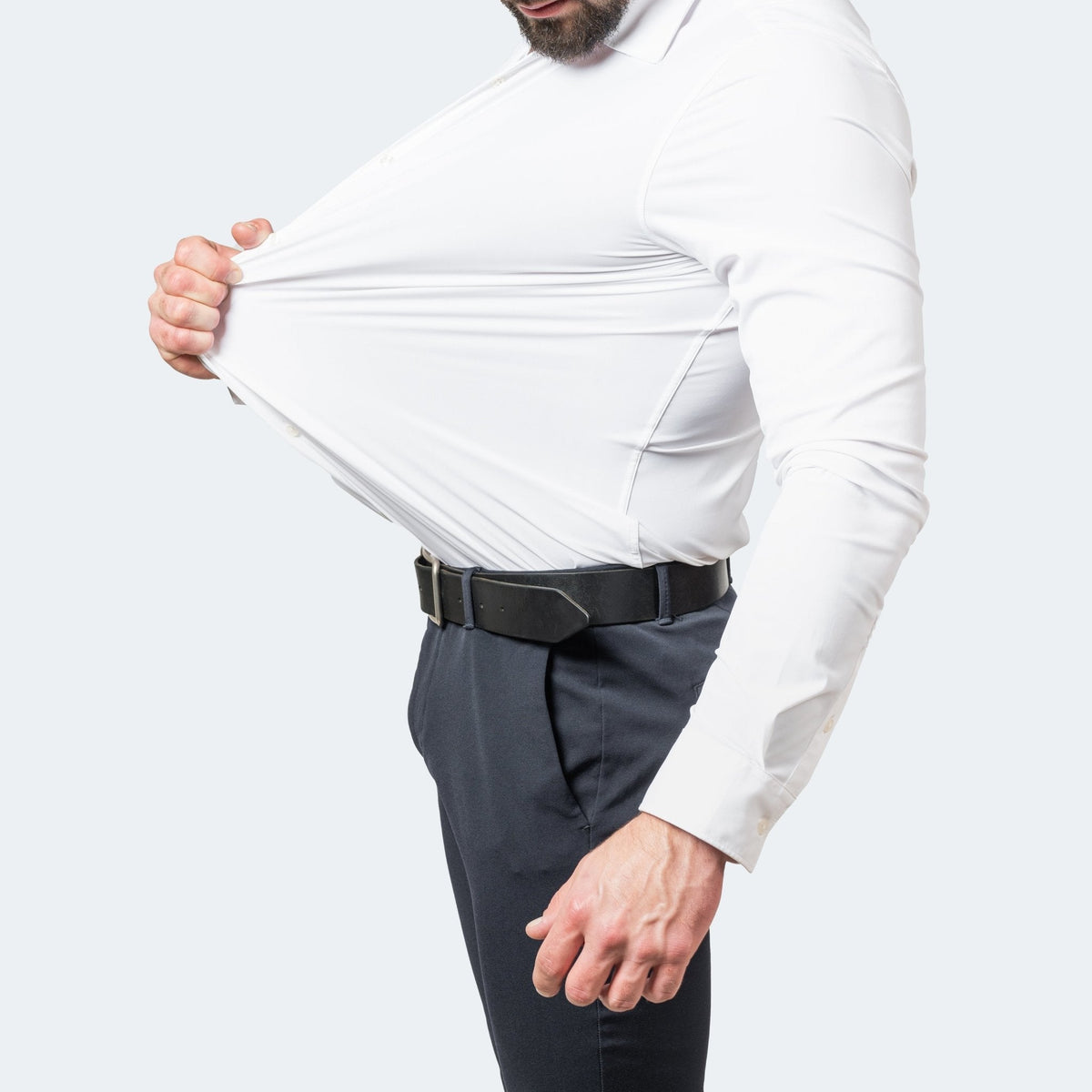 Marcus - Men's Slim Fit Stretch Dress Shirt with Button Cuffs - Shirts - White - Parker&Brooks