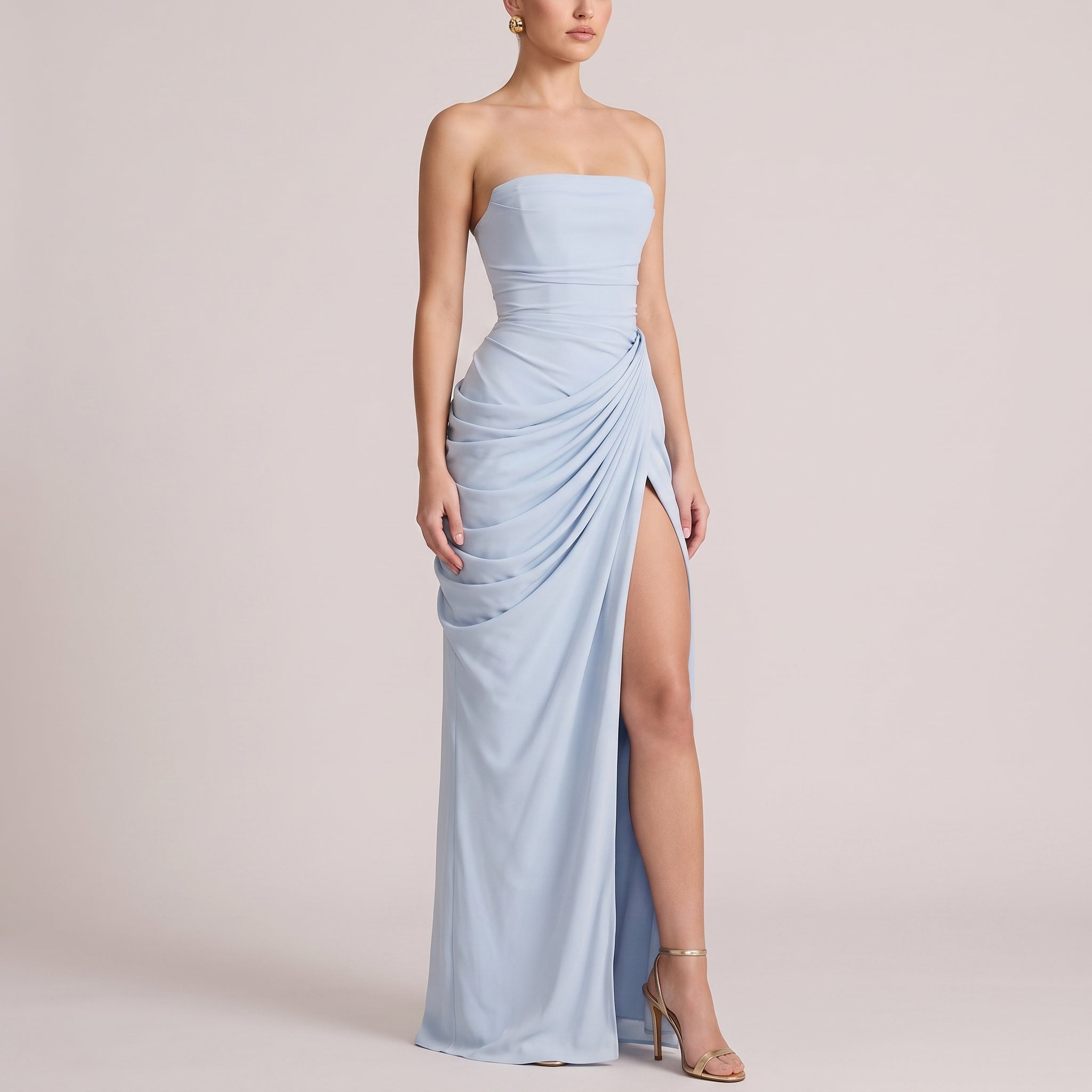 Margot - Women's Bridesmaid Strapless Ruched Maxi Dress