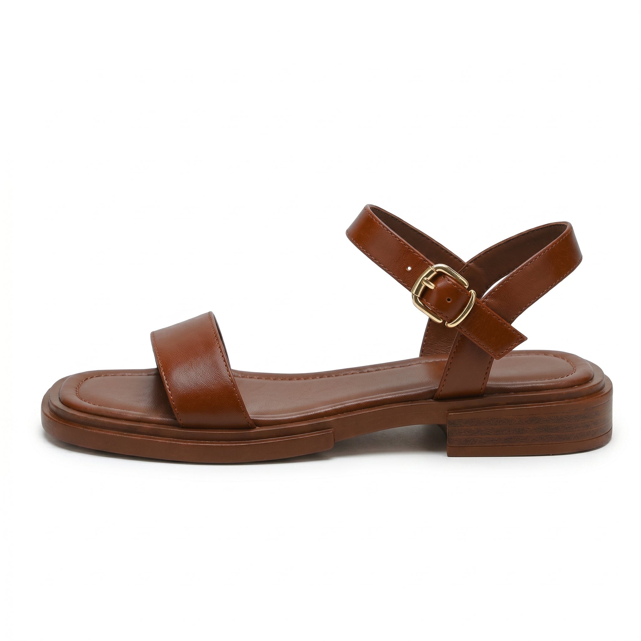 Mathilda - Women's Summer Flat Ankle Strap Sandals - Sandal - Brown - Parker&Brooks