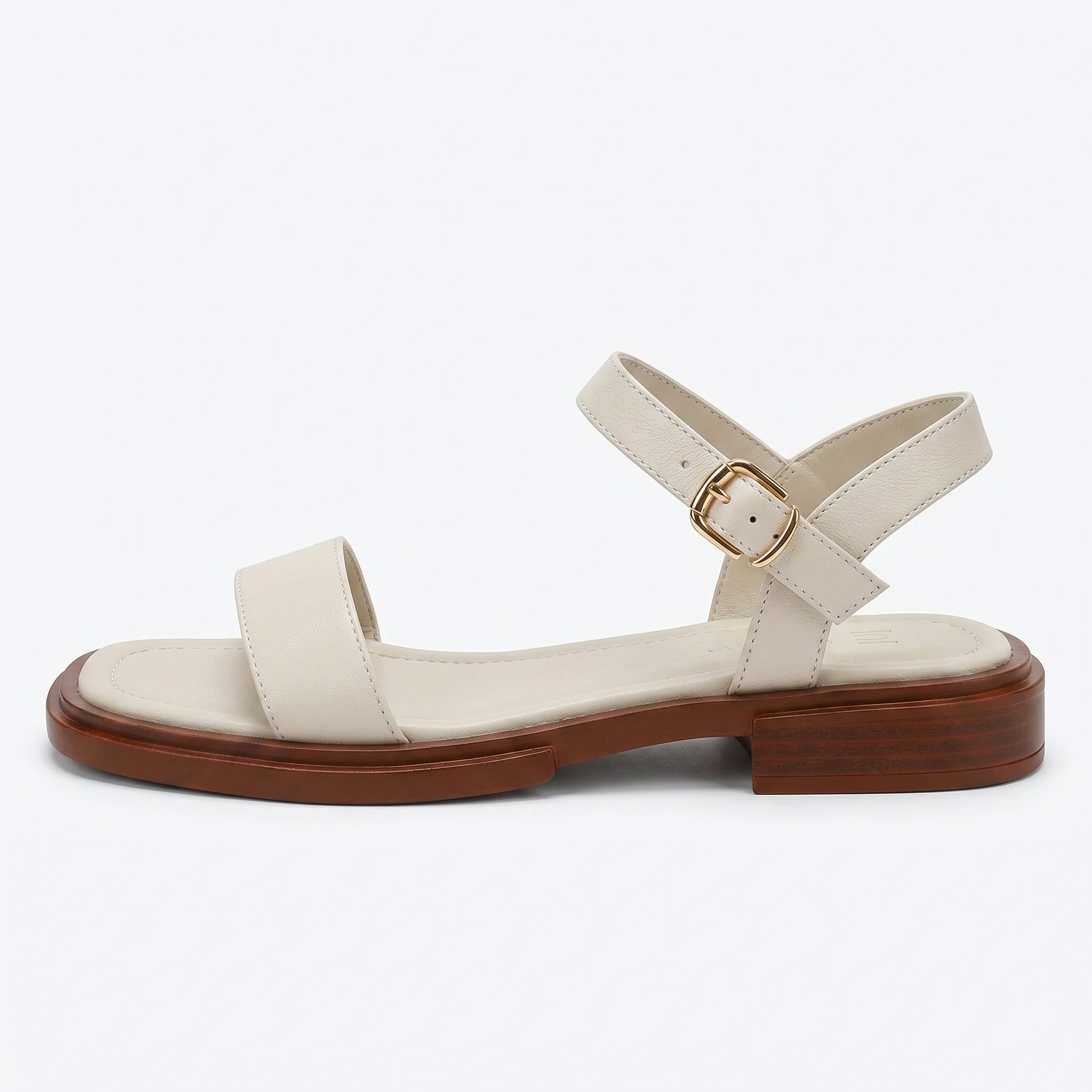 Mathilda - Women's Summer Flat Ankle Strap Sandals - Sandal - White - Parker&Brooks
