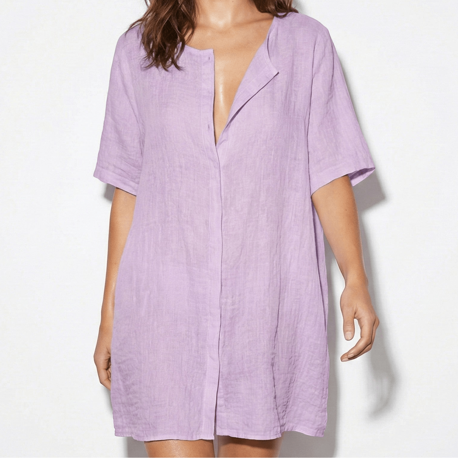 Megan - Women's V - Neck Beach Cover Up Dress - Dress - Light Purple - Parker&Brooks